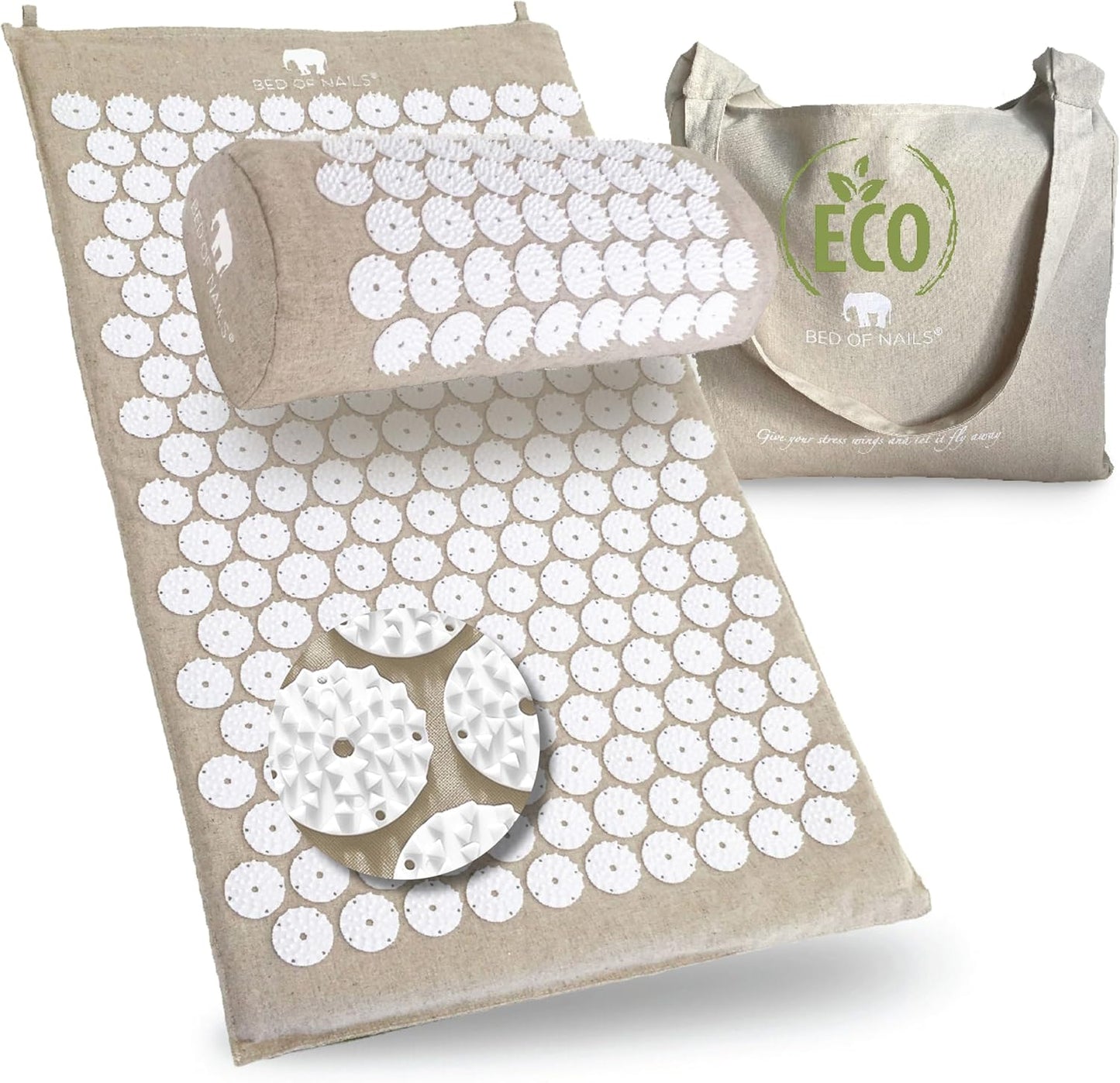Bed of Nails Original Premium ECO Gift Set, Acupressure Mat and Pillow with 10,962 Pressure Points, Relieves Neck/Back Pain, Relaxes, Increases Energy, Includes Bag