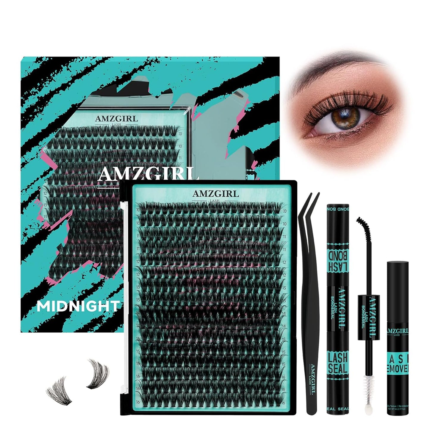 Lash Clusters Kit 320Pcs,60D DIY Individual Lashes Extension Kit,Lash Bond And Seal,Lash Remover For Eyelashes Extensions,Lash Applicator Tool For False Eyelash Cluster Kit At Home(D-Mix10-16mm)