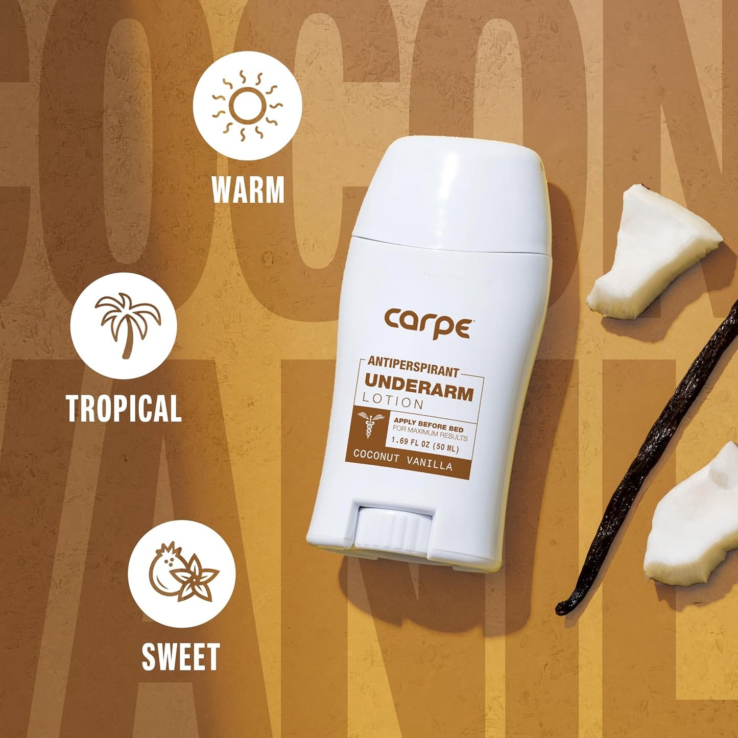 Carpe Underarm Antiperspirant Deodorant - Advanced Sweat & Odor Protection Formula - Antiperspirant for Women & Men Helps to Combat Excessive Sweating with Odor Control - Coconut Vanilla (Pack of 2)