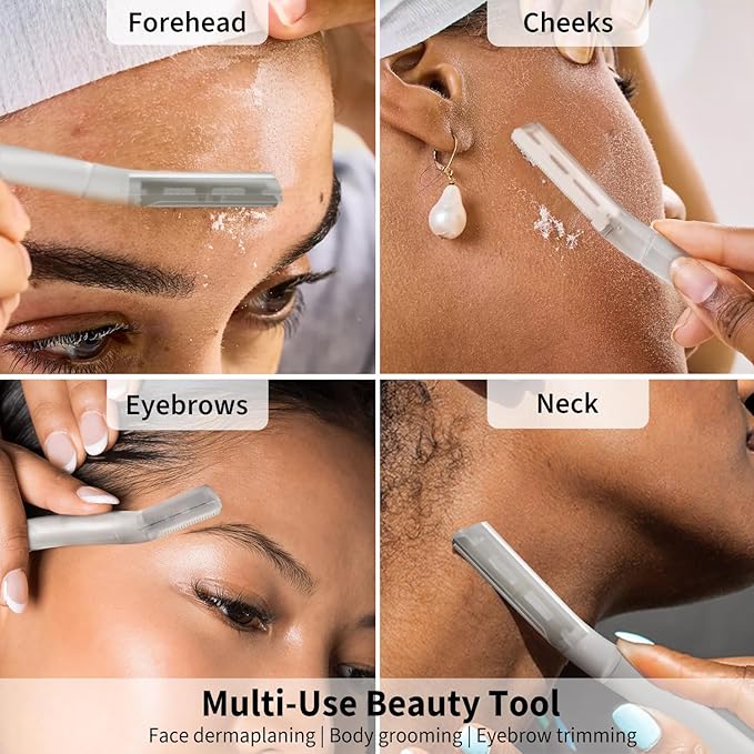 Face Razors for Women, Dermaplane Razor for Women Face, Eyebrow Razor, Facial Razors, Dermaplaning Tool, Gentle Skin Exfoliation Microblades for Sensitive Skin, Peach Fuzz Remover, 10 Count