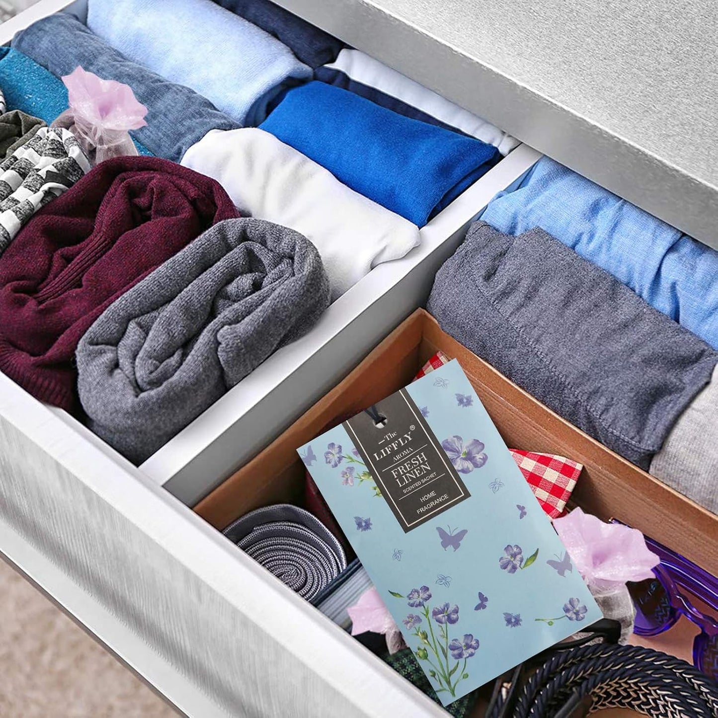 14 PCS Fresh Linen Scented Sachets Bags for Drawers and Closets Long-Lasting Gift Box