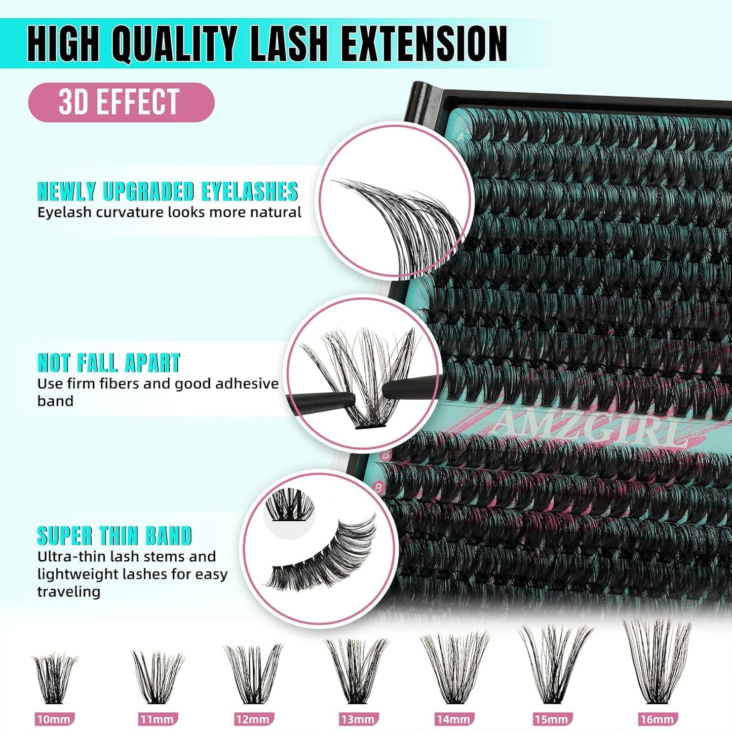 Lash Clusters 320Pcs 60D 80D Eyelashes Cluster D Curl Individual Wispy Lashes Cluster for DIY Cluster Eyelash Extensions at Home for Beginners (Mix10-16mm)