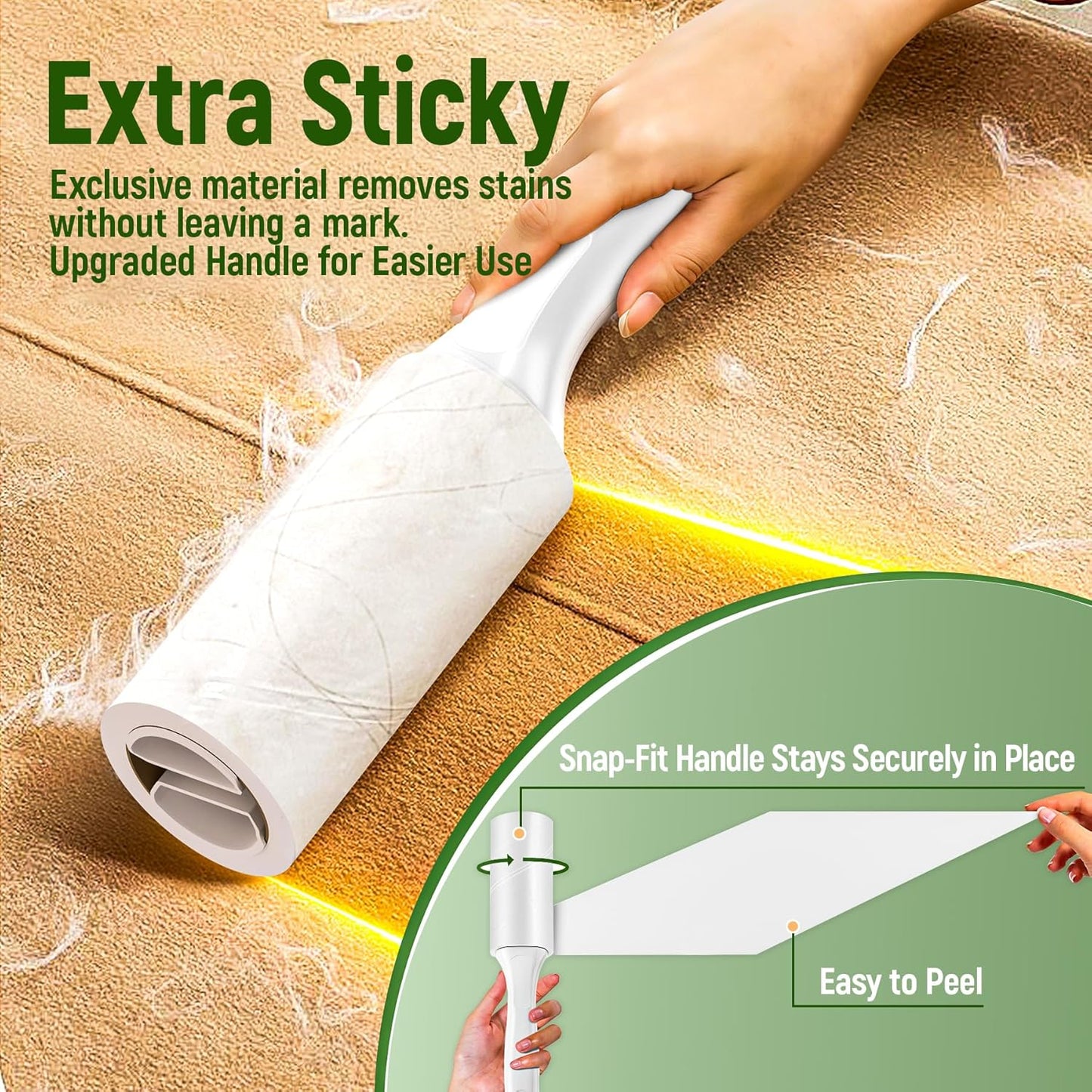 Extra Sticky Lint Roller for Pet Hair – 500 Sheets, Reinforced 2 Handles, Dog & Cat Hair Remover for Clothes, Carpet, Furniture