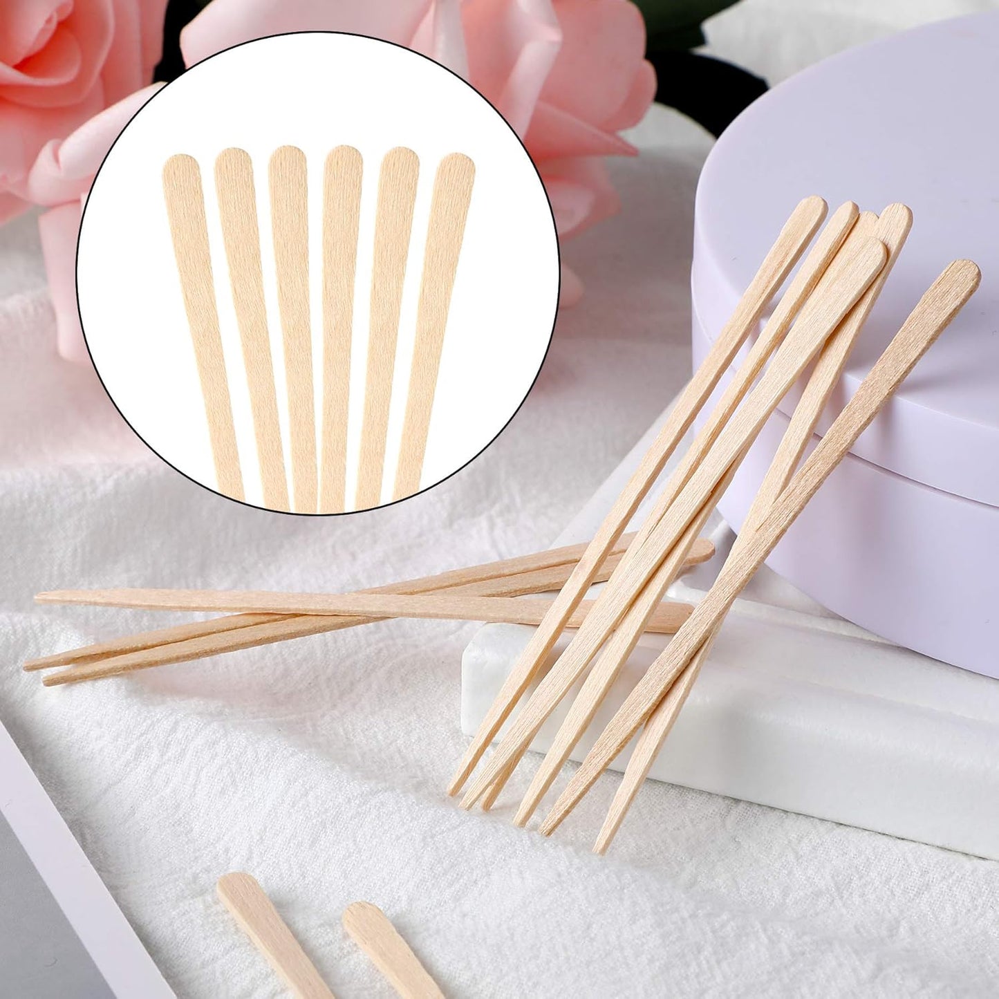 JANYUN 200 Pcs Eyebrow Wax Sticks Wax Applicator, Wood Wax Spatulas for Face and Small Hair Removal Sticks (Without Handle)