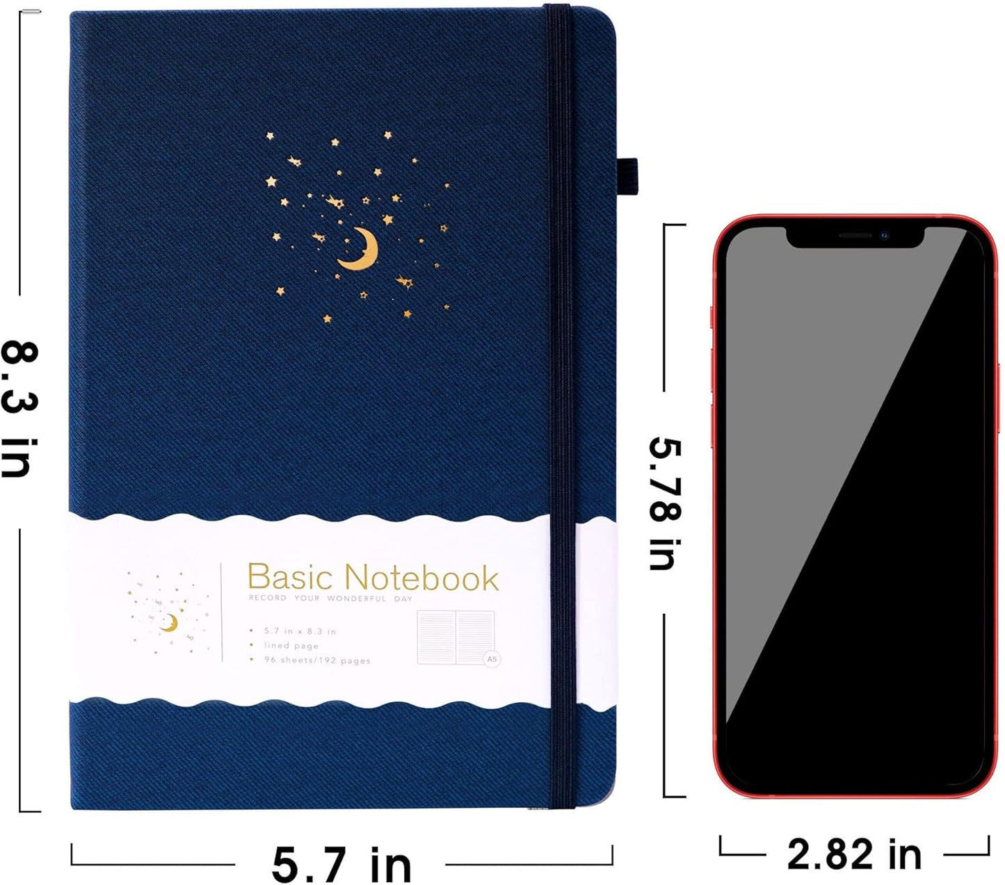 CAGIE Blue& Purple Journal Notebooks for Work, 2 Pack 192 Pages Lined Journaling Notebook, Hardcover Journals for Women Men Writing Gifts, 5.7" x 8.3"