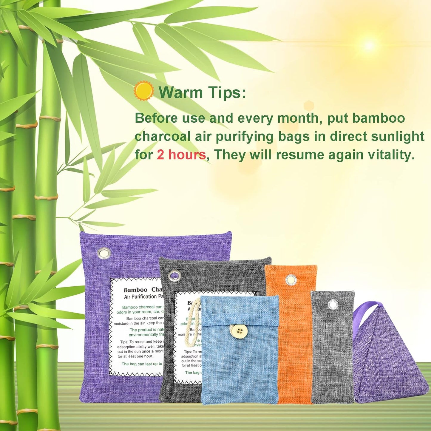 Bamboo Charcoal Bags Odor Absorber 20 Pack×50g Bamboo Charcoal Air Purifying Bags, for Car Air Fresheners, Odor Eliminator for Home，Shoe Deodorizer - Colorful-Activated Charcoal Odor Absorbers