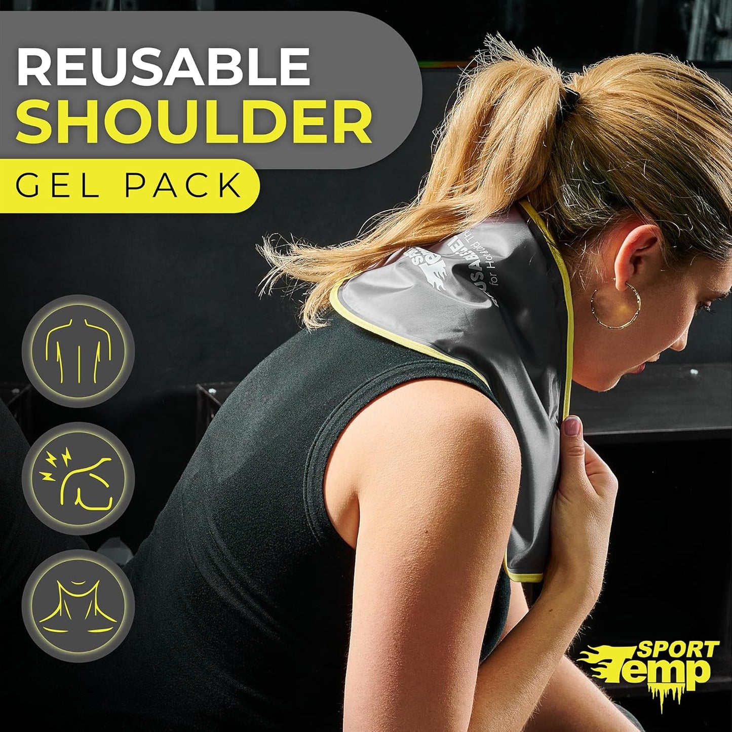 Hot & Cold Reusable Gel Pack Wrap for Neck/Shoulder/Back Pain Relief - Flexible Soft Compress - Ice & Heat Therapy for Rotator Cuff, Cervical, Pain, Swelling, Injuries and Surgery - Sport Temp