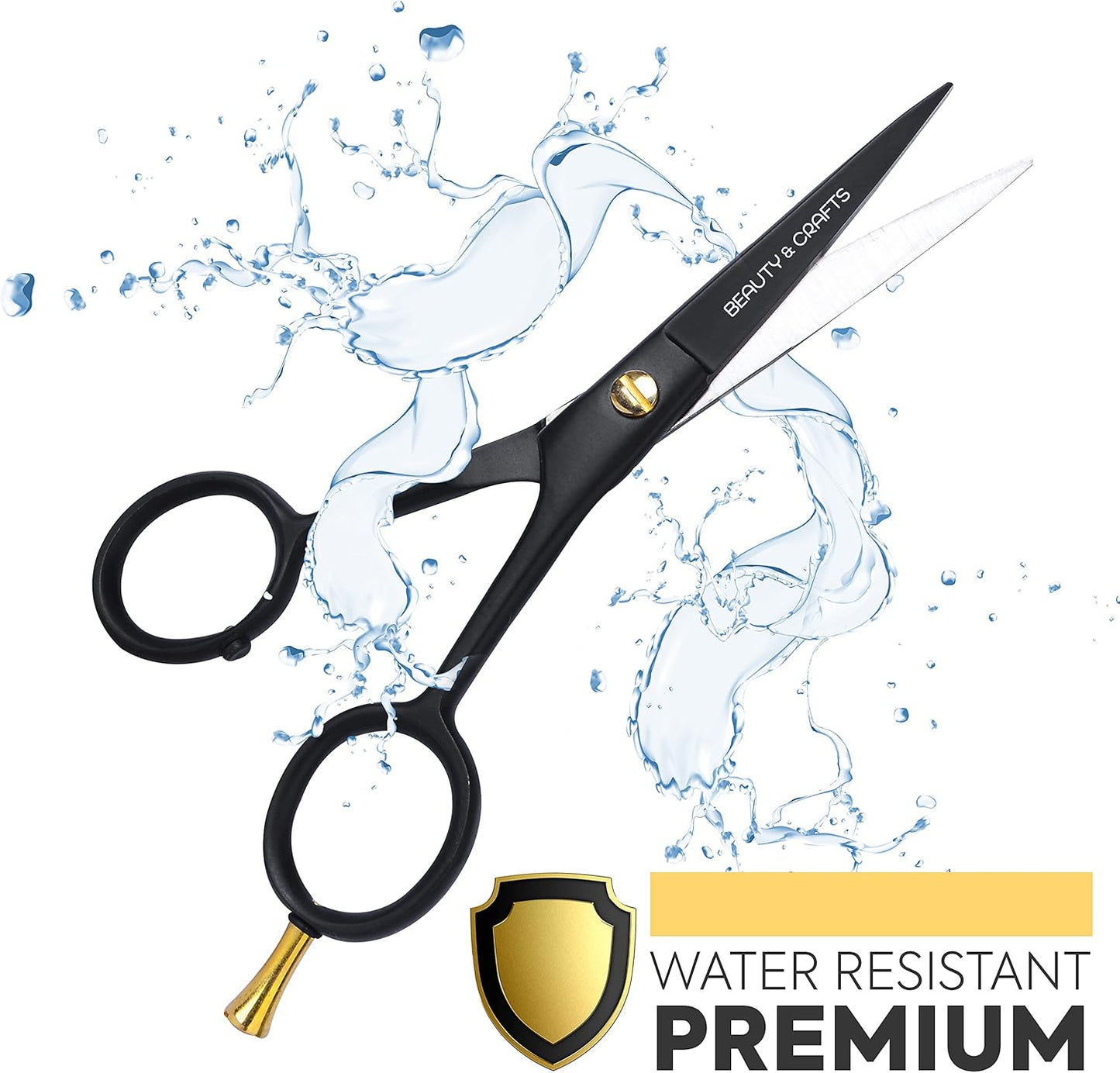 Beauty & Crafts- 5'' German Beard Mustache Scissors - 2 Mustache Comb for Facial Hair with Beautiful Pouch - Beard Trimming Scissors Use for Grooming, Cutting, and Styling of Mustache (Black)