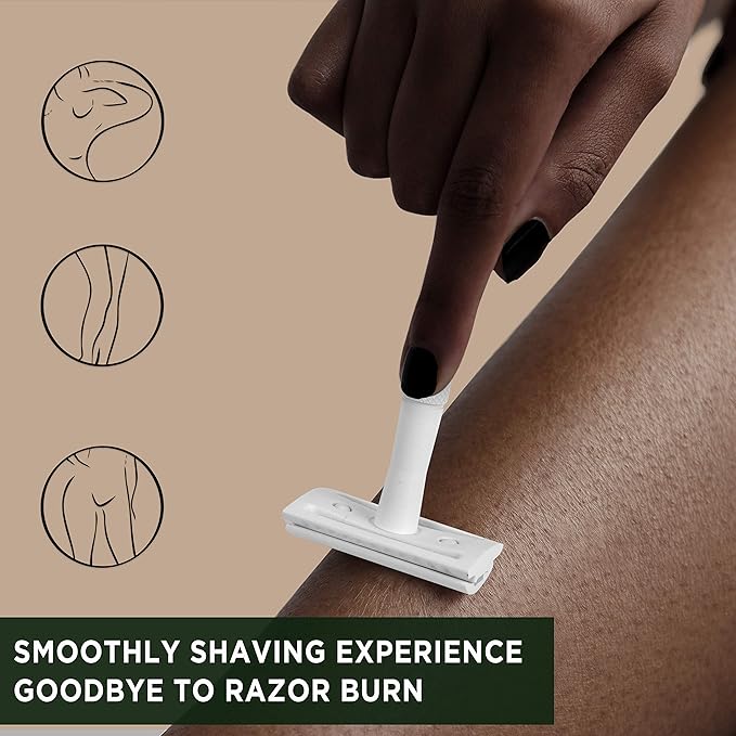 ZOMCHI Double Edge Safety Razor for Men & Women, Metal Razor with 5 Double Edge Safety Razor Blades, Single Blade Razor – White