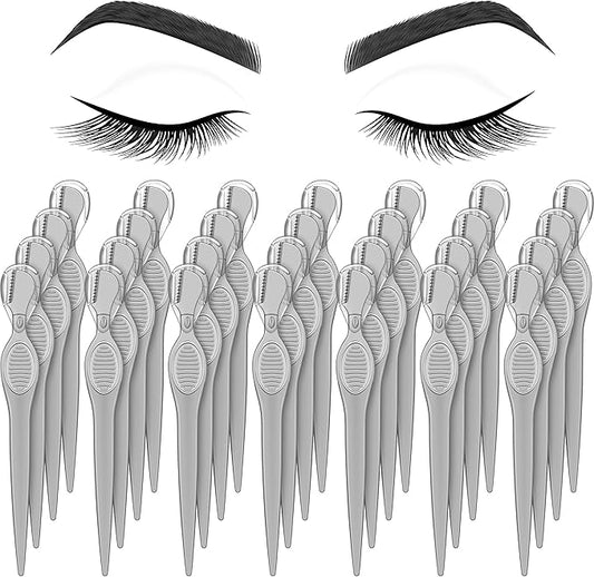 Mudder 28 Pcs Eyebrow Razor Knife Shaver Trimmer Shaver Multipurpose Exfoliating Tool Facial Hair Removal for Women Valentine Gift Giving(Gray)