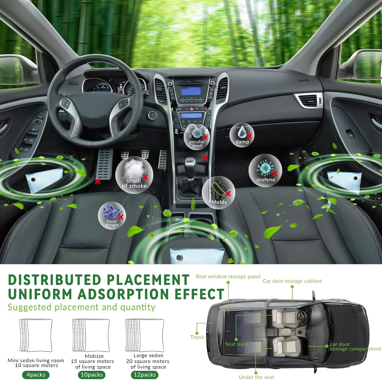 4 Pack charcoal odor absorber,Bamboo Charcoals Air Purifying Bag Charcoals Deodorizer Eliminator for Strong Odors in Car, Closet, Shoe, Basement (200G*4 Pack Blue, Unscented)