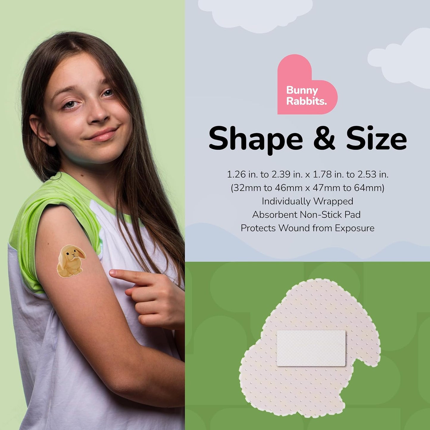 BioSwiss Kids Bandages, Bunny Rabbits Shaped Self Adhesive Bandage Set, Latex Free, Sterile Wound Care, 24 Count