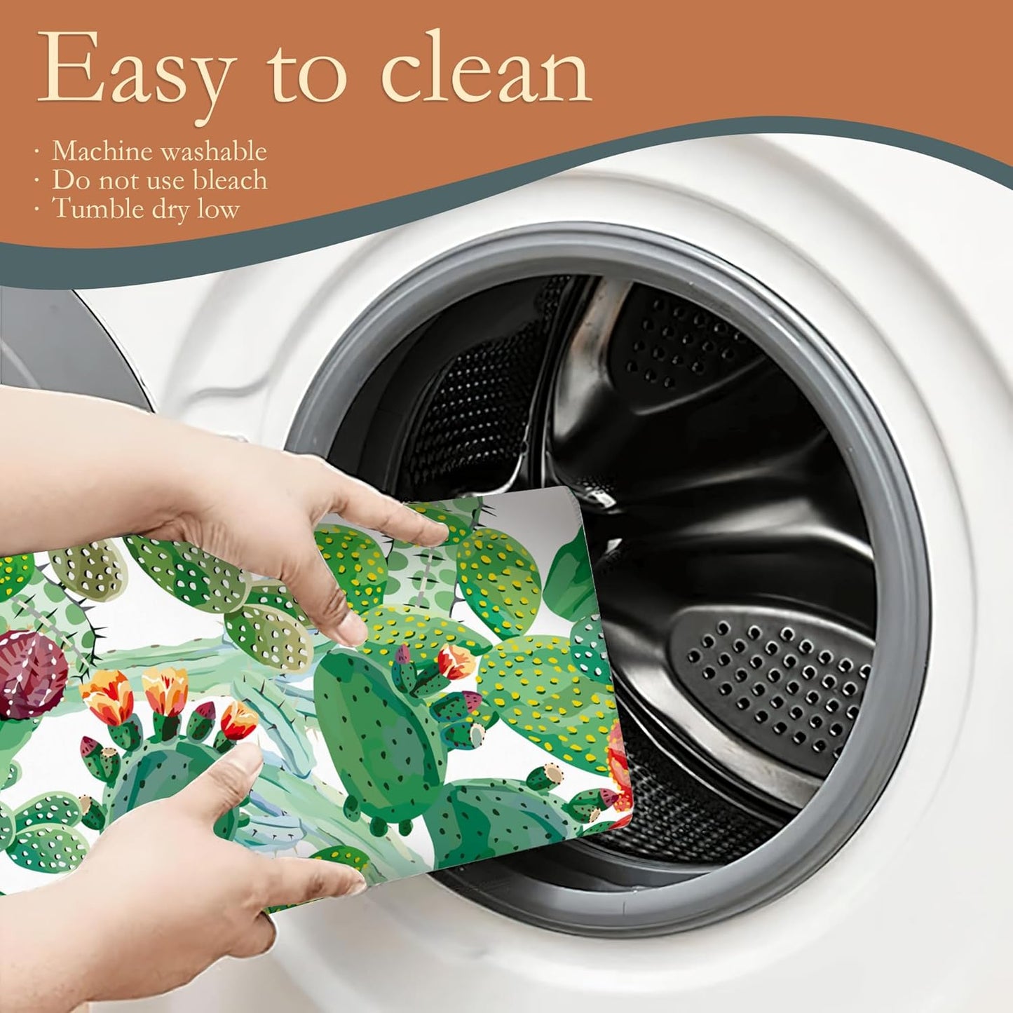 Green Cactus Dish Drying Mat, Tropical Plant Drying Rack Pad Countertop Dishes Ultra Absorbent Microfiber Kitchen Counter Mat for Coffee Countertop Decor 18x24 Inch