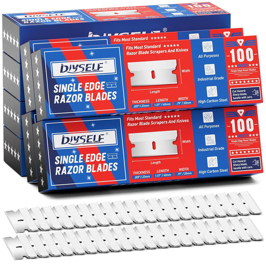 DIYSELF 800-Pack Single Edge Razor Blades Heavy Duty, Industrial Razor Blades for Scraper, Single Edge Blades for Scraping, Flat Razor Blades Refills for Labels, Decals, Boxes, Package