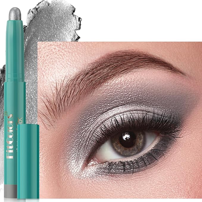 Eyeshadow Stick, Eye Brightener Stick Shimmer Smooth Cream Eyeliner Pencil Long Lasting Waterproof Glitter Highlighter Eye Shadow Makeup, Black Grey