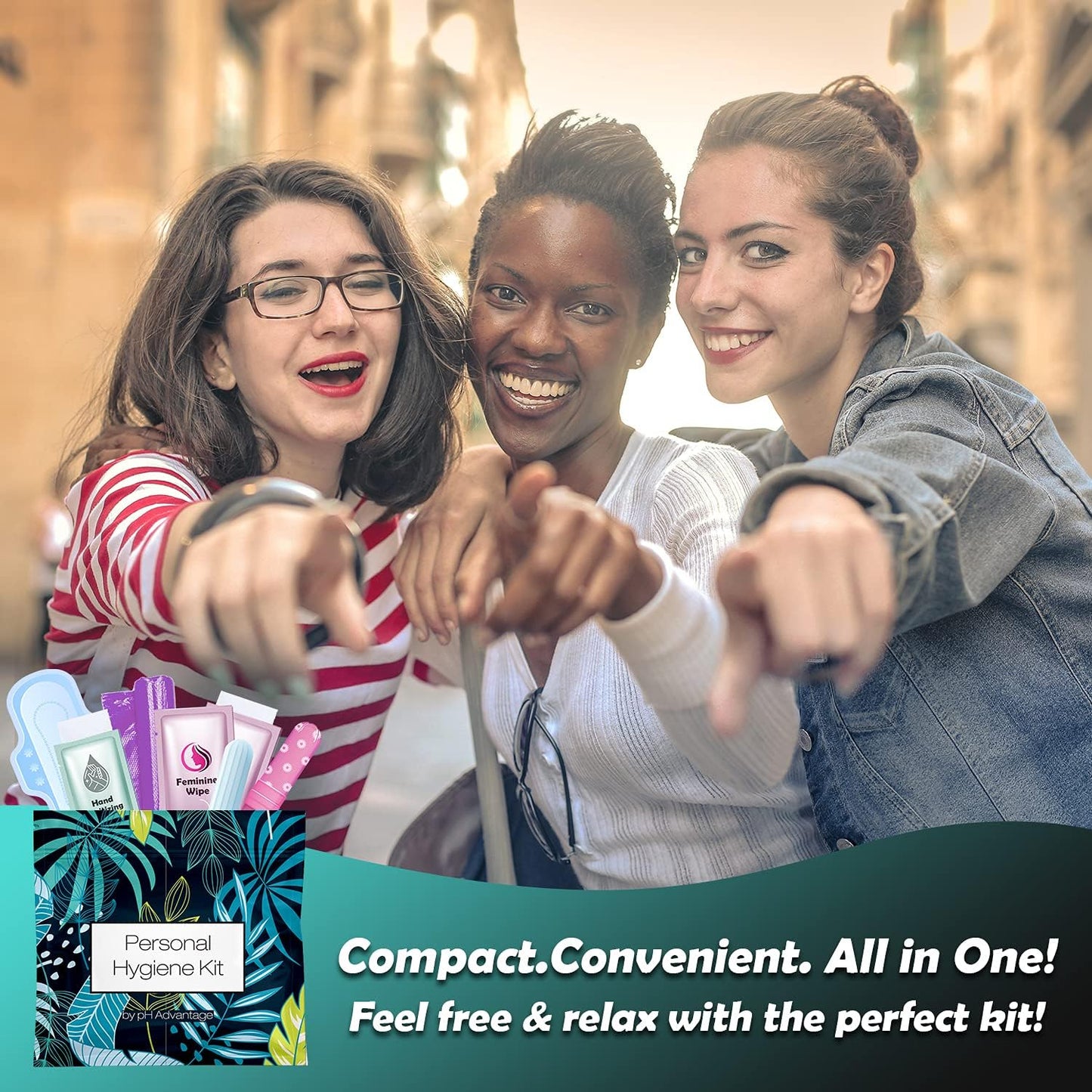 30 x Menstrual All-in-One Kits - Assorted Colors | Convenience on The Go | Single Period Kit Packs | Individually Wrapped Feminine Hygiene Products (Black Treads/Blue Forest/Green Ferns)