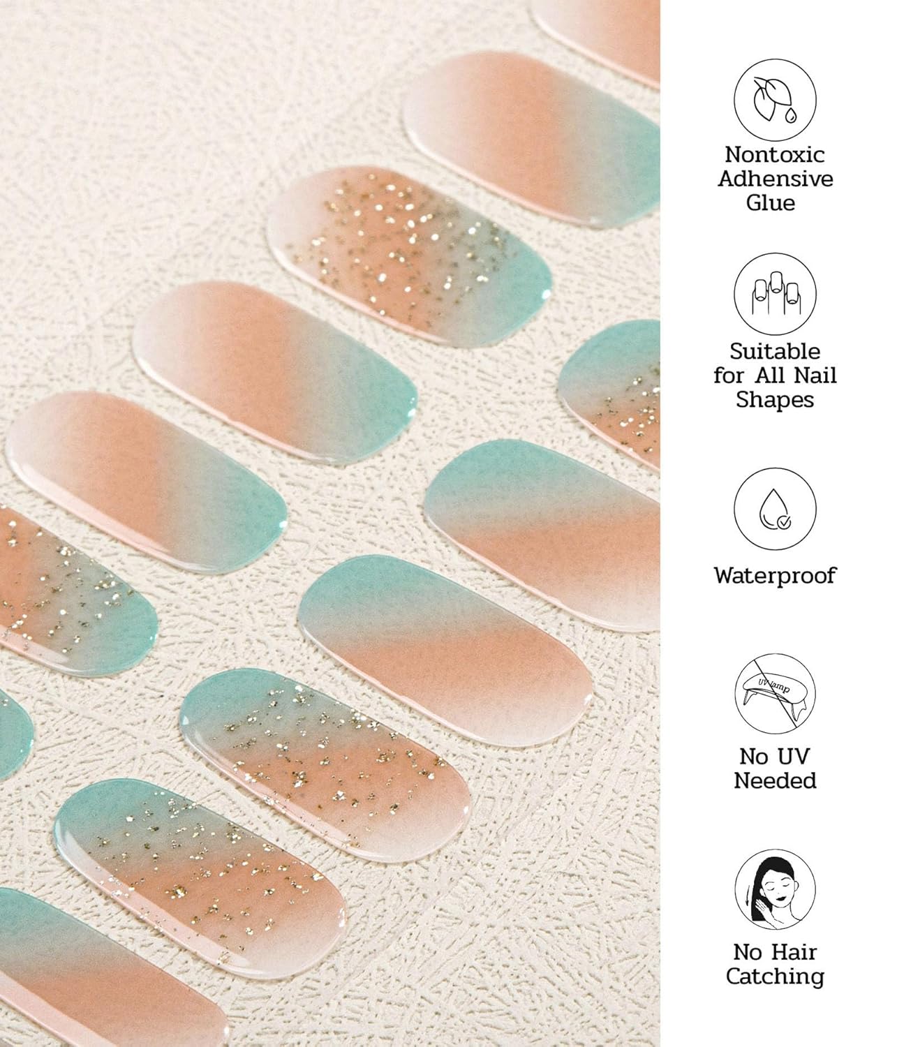 Nail Polish Strips - 22 Pcs Salon Quality Gel Nail Stickers - Long Lasting Wraps (Harvest A Pumpkin)