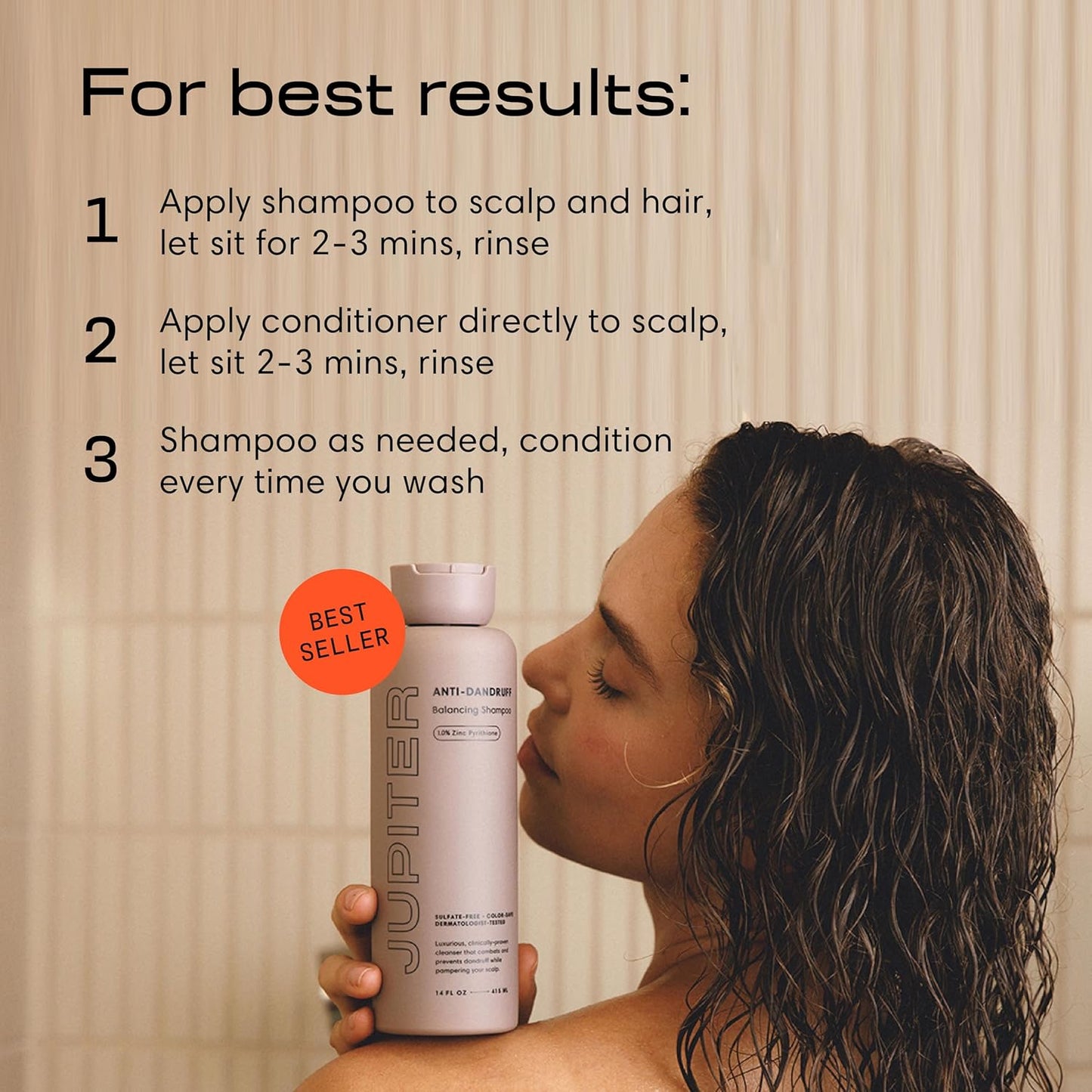 Jupiter Anti Dandruff Shampoo & Conditioner for Men & Women for Flaky, Itchy, Oily & Dry Scalp - Nourishes Scalp and Reduces Breakage & Flakes - Color-Safe, Sulfate-Free, Paraben-Free