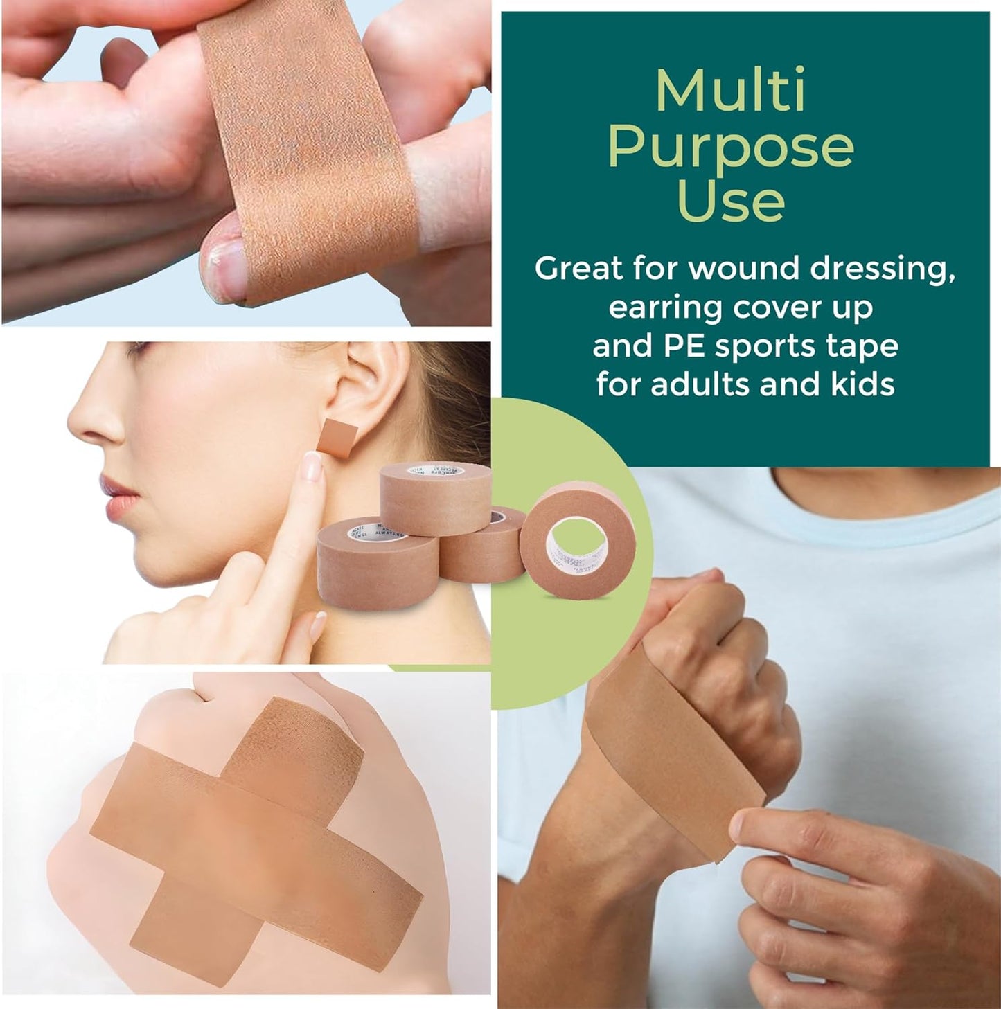 Tan Microporous Surgical Tape 1" x 11yd | Micropore Tape | Skin Coloured Nose Tape |Medical Tape for Skin, Dressings & Rhinoplasty Recovery| First Aid for Sensitive Skin (2.5cm)