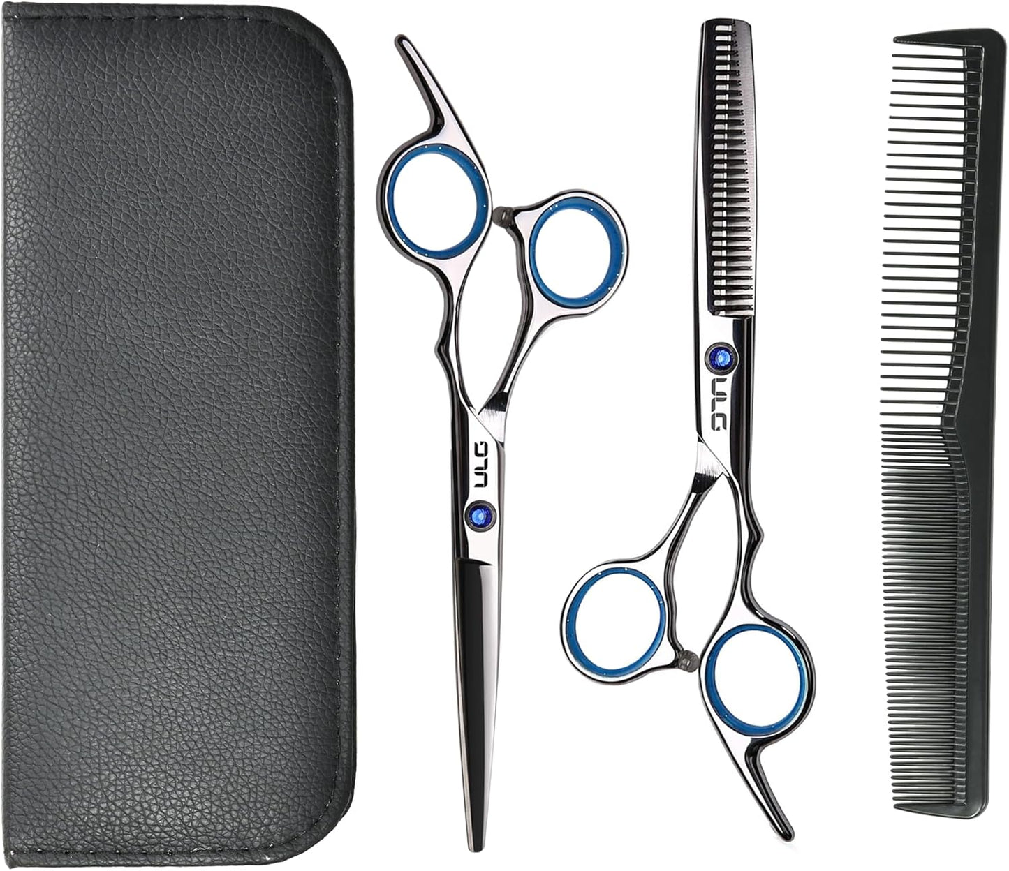 ULG Hair Cutting Scissors Thinning Shears Kit Professional Hairdressing Texturizing Salon Razor Edge Scissor Barber Kit Plus