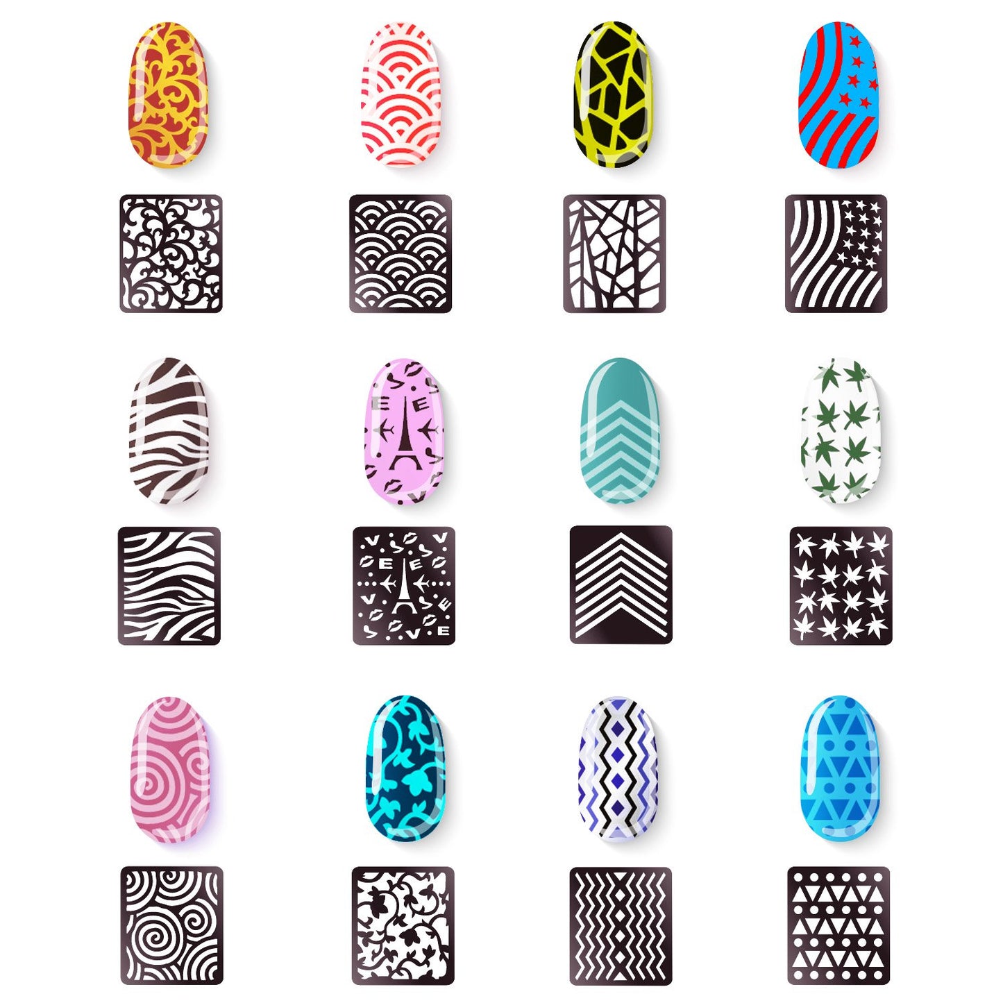 eboot 288 Pieces 96 Designs Nail Vinyls Nail Stencil Sticker Sheets Set for Nail Art Design, 24 Sheets