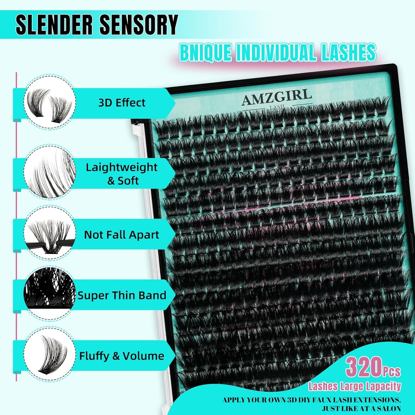 Lash Clusters 320Pcs 100D Eyelashes Cluster D Curl Individual Wispy Lashes Cluster for DIY Cluster Eyelash Extensions at Home for Beginners (Mix10-16mm)