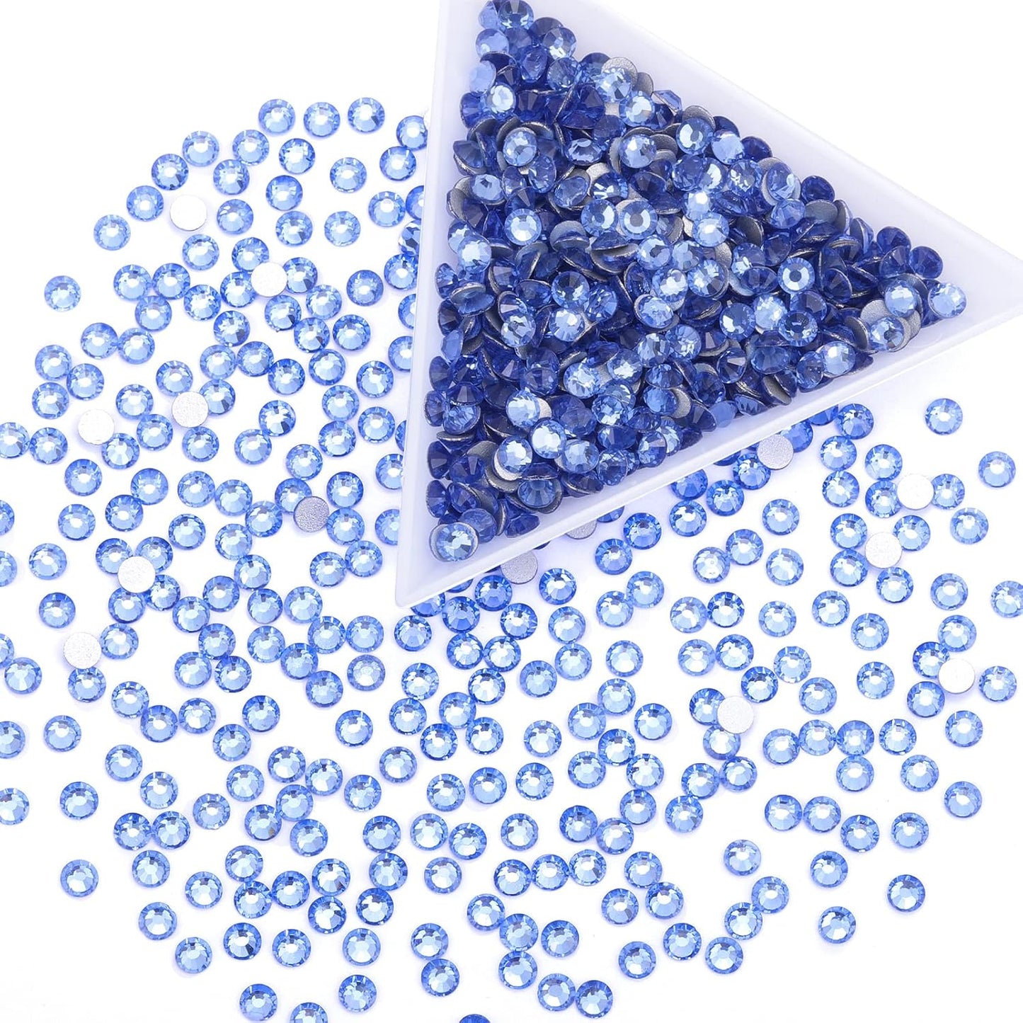 1440Pcs Light Blue Crystal Rhinestones,Glass Flatback Rhinestones Gemstones Small for Nail Face Makeup Art Crafts Clothes Decoration - (SS10,2.8mm,Light Blue)