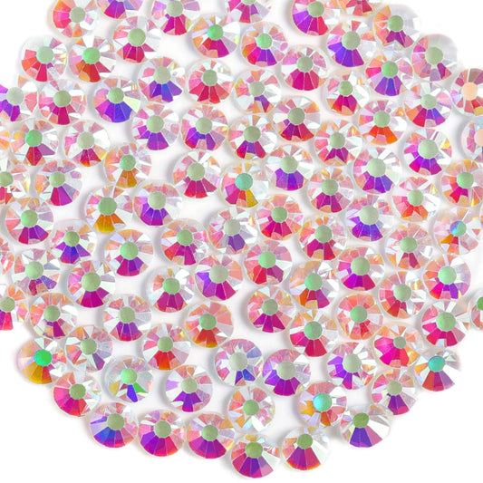 Beadsland 2880pcs Flat Back Crystal Rhinestones Round Gems for Nail Art and Craft Glue Fix, Transparent AB,SS4,1.5-1.7mm