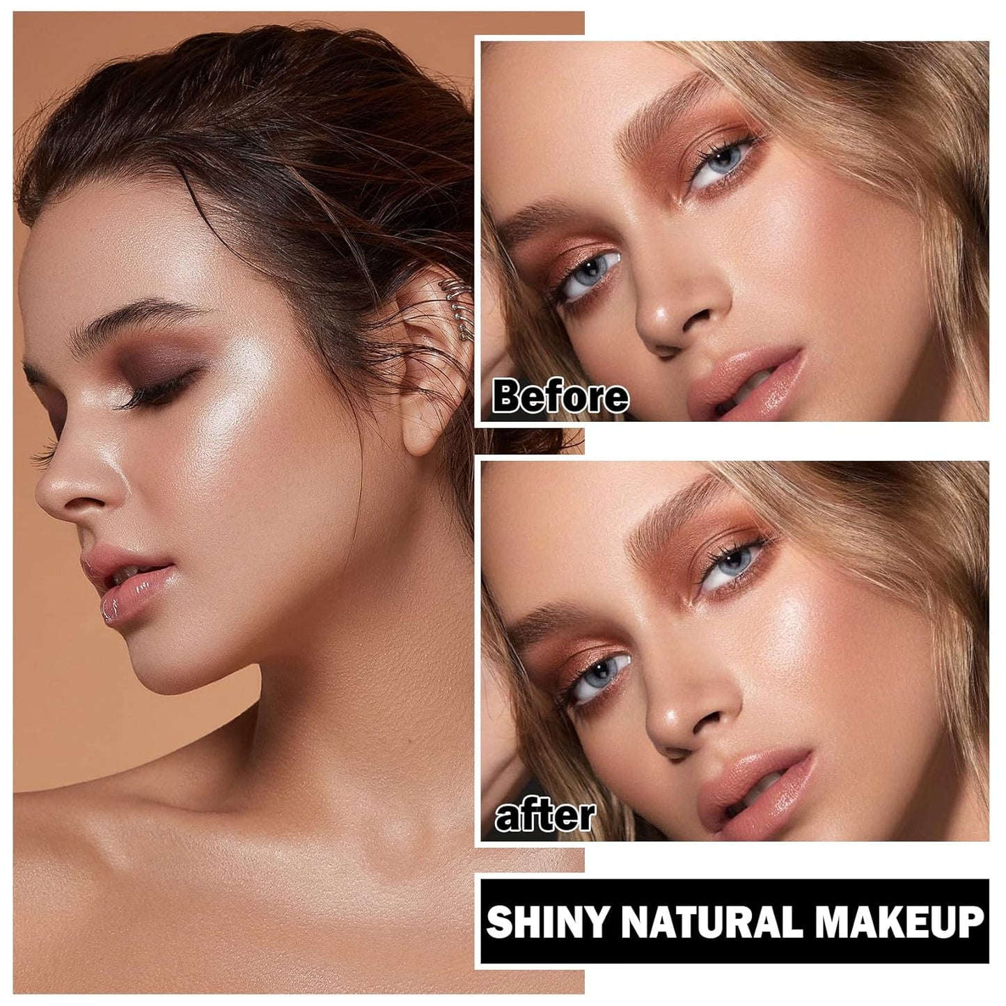 Face White Highlighter Makeup Palette Shimmer Contour Powder Waterproof Long-Lasting, Brightens Face Complexion Contour Illuminator Highlighters Blush Powder Makeup Palette - 01 Pearl White