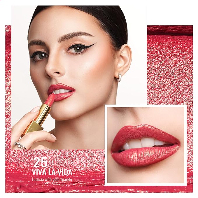 Oulac Metallic Coral Lipstick Set 3PCS High Impact Lipcolor with Moisturizing Formula, Vegan Beauty, Full-Coverage Lip Color, Gift Lipstick for Women, 4.3g X 3PCS, GM09+GM11+25