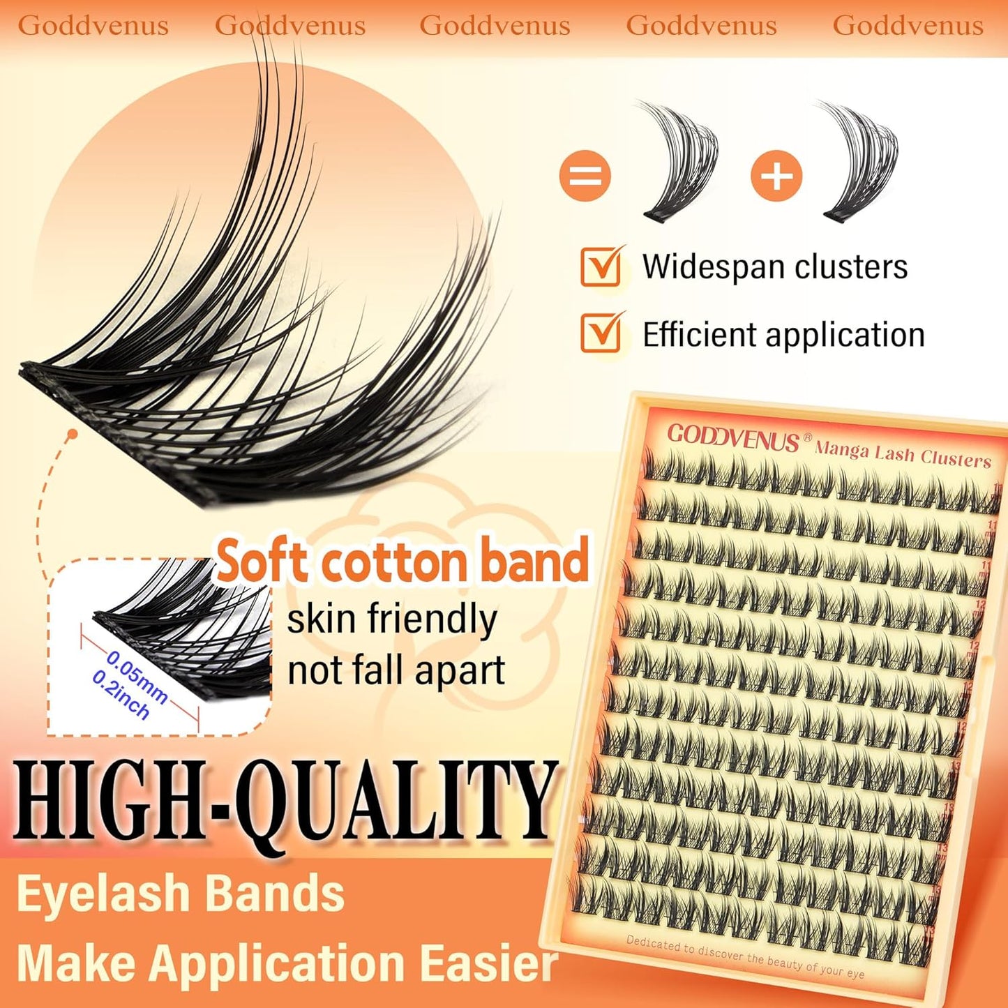 Manga Lash Clusters Wispy Natural Cluster Eyelash Extensions with Widespan Design Anime Eyelash Clusters (11-13mm Mixed)