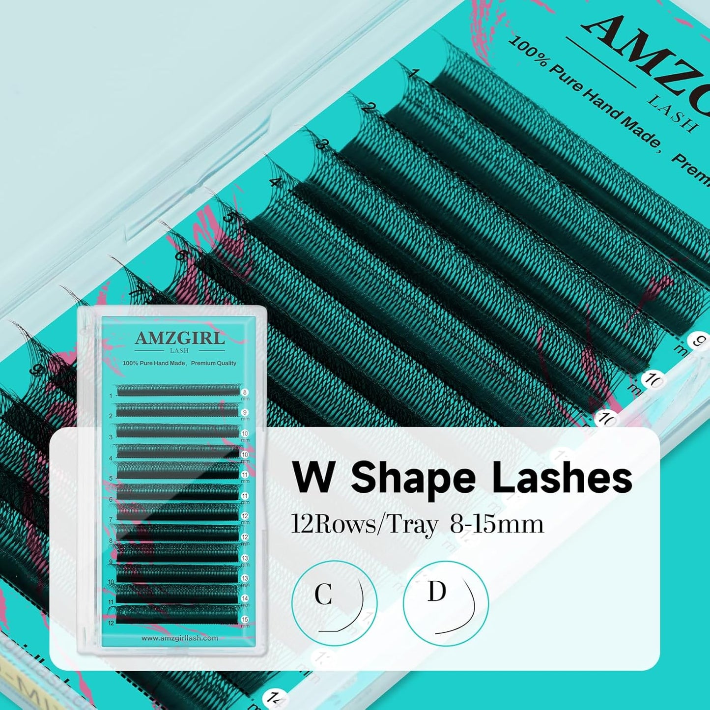 Lash Extensions Cashmere Volume Lash Extensions,6DW Premade Eyelashes Rapid Blooming Volume Eyelash Extension Mixed Tray/Single Length C D Curl for Lash Technicians(8-15mm)
