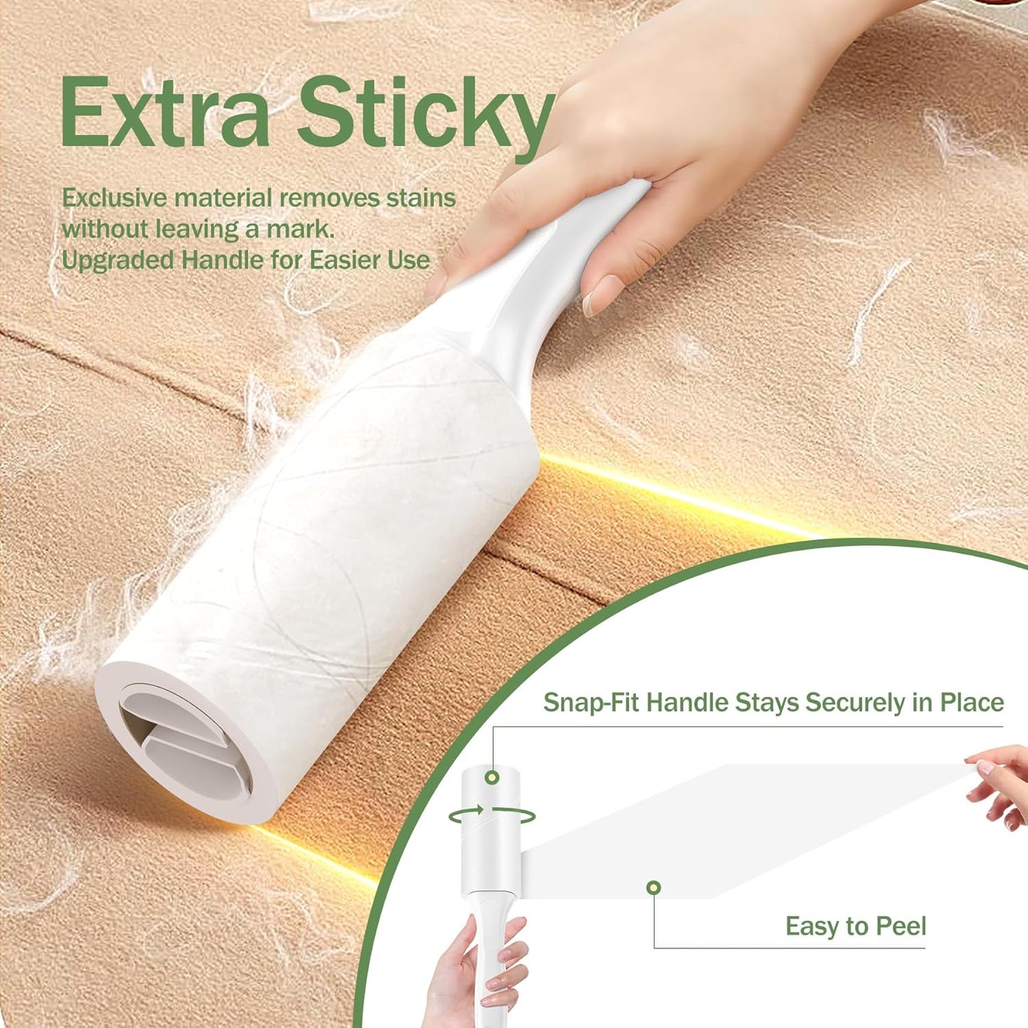 Extra Sticky Lint Roller for Pet Hairs 100 Sheets Lint Rollers with Reinforced 1 Handles and Tough Paper