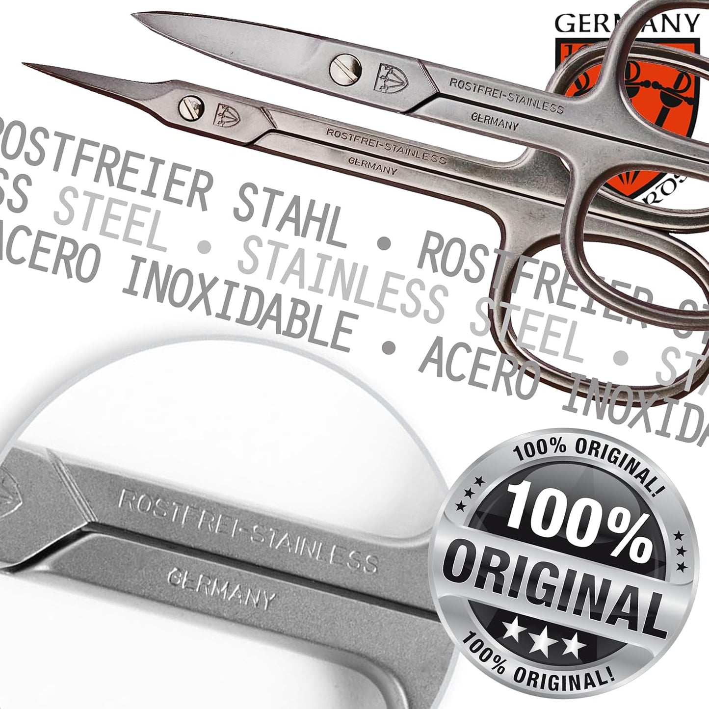 3 Swords Germany - Nail scissors and EXTRA fine Cuticle scissors - MEGASET - stainless steel, extra sharp - Made in Germany