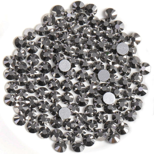 Beadsland 288pcs Flat Back Crystal Rhinestones Round Gems for Nail Art and Craft Glue Fix, Hematite, SS34,7.1-7.3mm