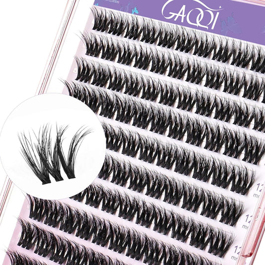 GAQQI Lash Clusters, Cluster Eyelash Extensions 110 Cluster Lashes, Wispy Volume Eyelash Clusters 10-14mm, Multilayered 3D Individual Lashes, Soft and Thin Band (3D-GQ08)