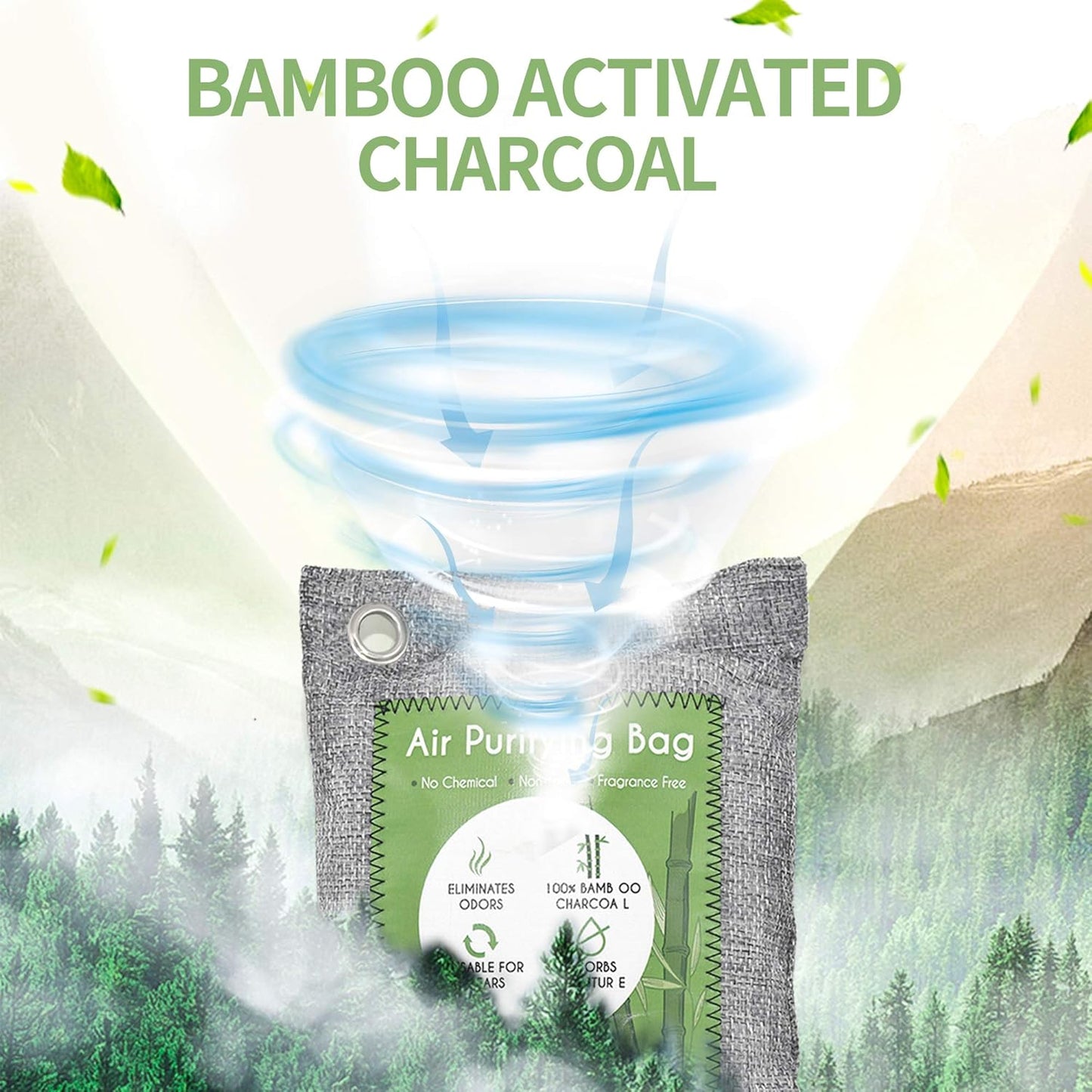 12 Pack Bamboo Charcoal Air Purifying Bag, Activated Charcoal Bags Odor Absorber, Moisture Absorber, Natural Car Air Freshener, Shoe Deodorizer, Odor Eliminators For Home, Pet, Closet (8x50g, 4x200g)