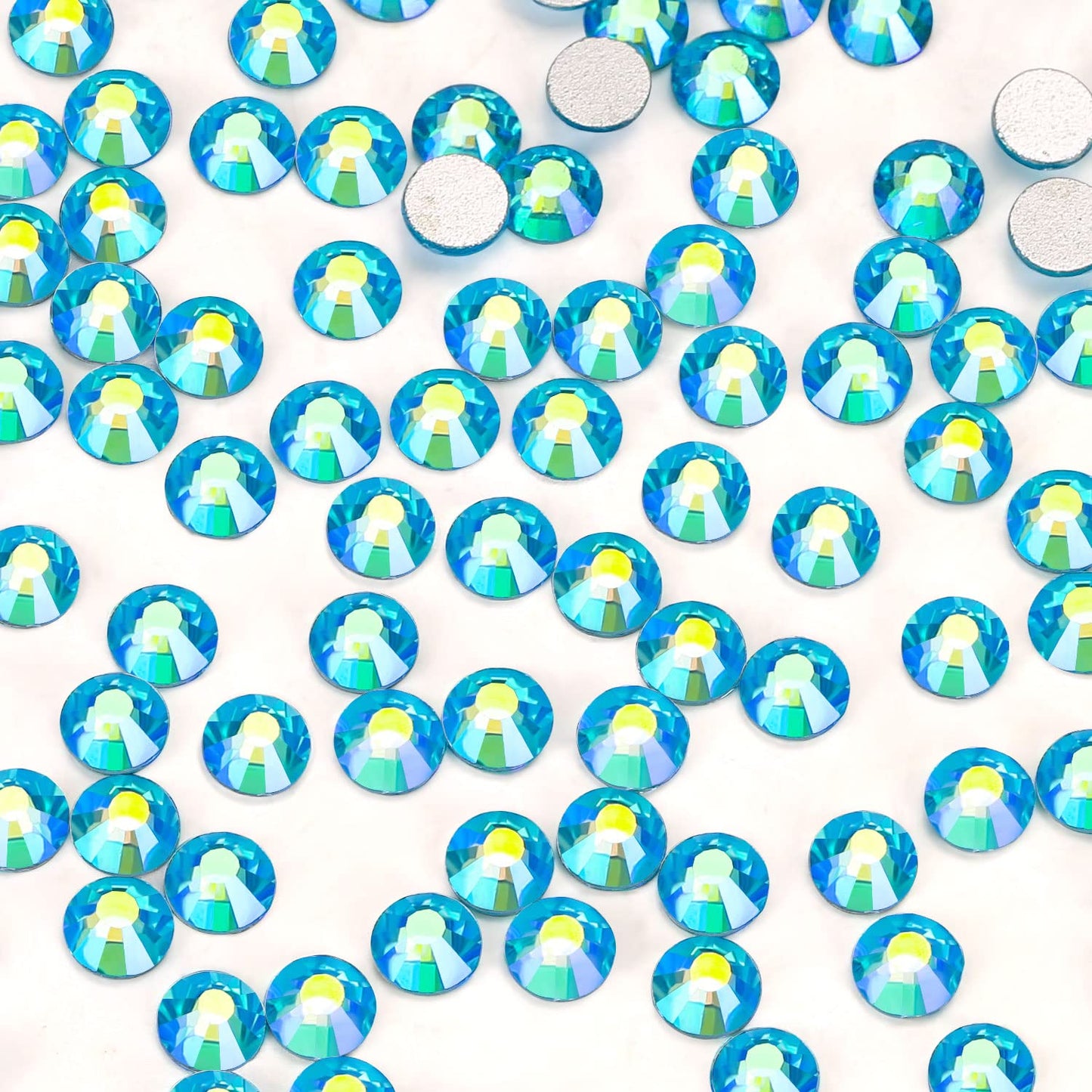 3000Pcs Aquamarine Ab Crystal Rhinestones,Glass Flatback Rhinestones Mini Gemstones for Nail Face Makeup Art Crafts Clothes Decoration -(SS4,1.6mm,Aquamarine Ab)
