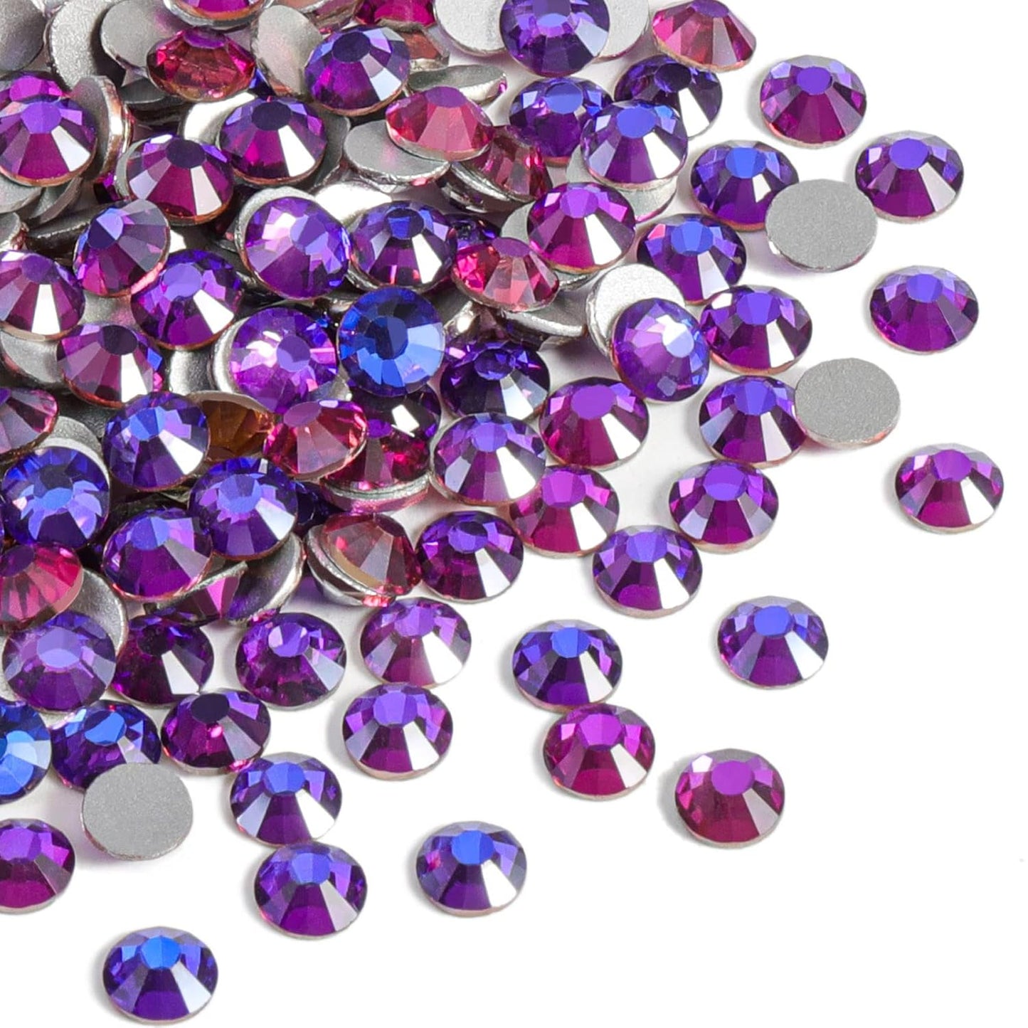 Beadsland 1440pcs Flat Back Crystal Rhinestones Round Gems for Nail Art and Craft Glue Fix, Purple Velvet,SS6,1.9-2.1mm