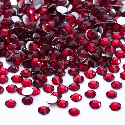 Siam Flatback Rhinestones, Glass Rhinestones for Nail Art and Craft, Glue Fix, Loose Crystal Gemstones(Siam, SS12, 2880pcs, 2.9-3.0mm)