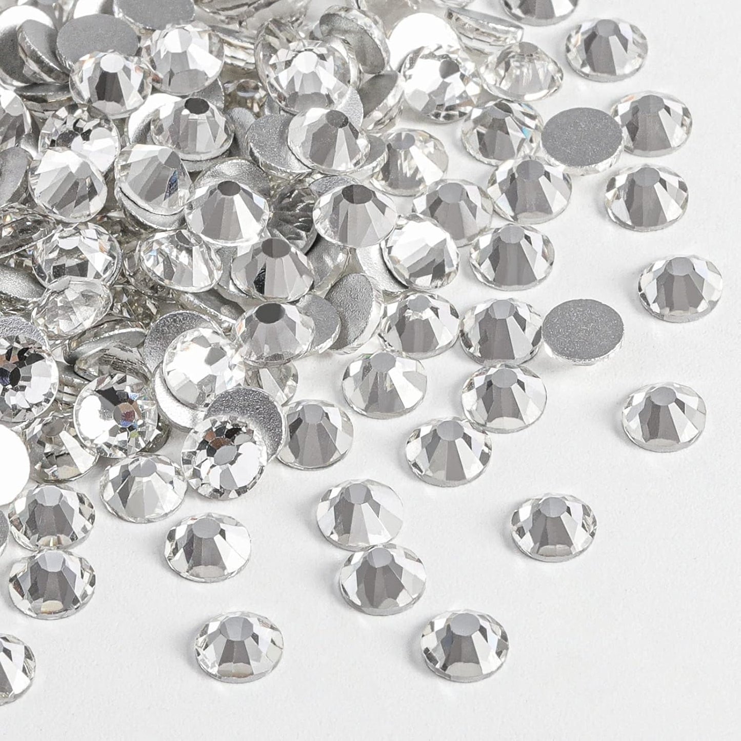 beadsland Flat Back Crystal Rhinestones Round Gems for Nail Art and Craft Glue Fix, Crystal (7.1-7.3mm) SS34/288pcs