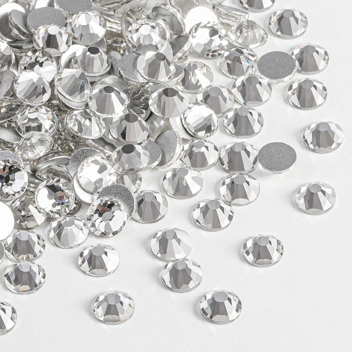 beadsland Flat Back Crystal Rhinestones Round Gems for Nail Art and Craft Glue Fix, Crystal (2.3-2.5mm) SS8/1440pcs