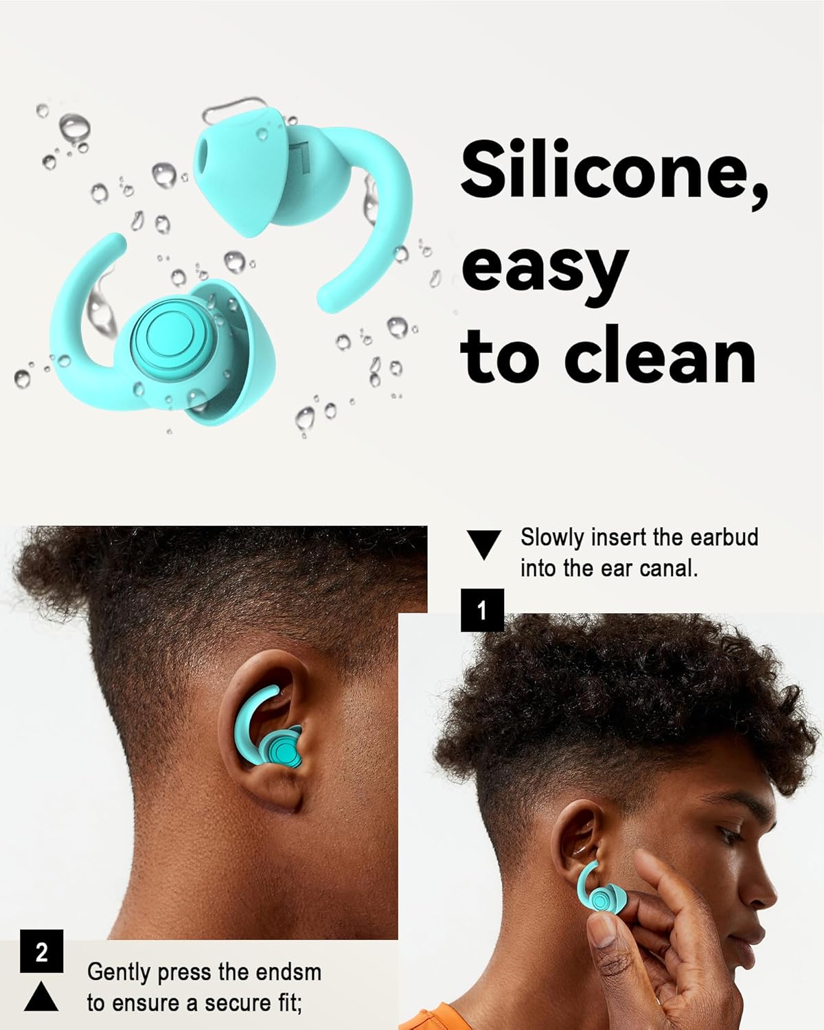 SUPCEAT Ear Plugs for Sleeping - Noise Reduction Soft Silicone Earplugs, 2 Pairs Reusable Hearing Protection Earplugs for Noise Sensitivity, Sleep,Snore,Travel, Sound Reduction Noise Cancelling - Blue