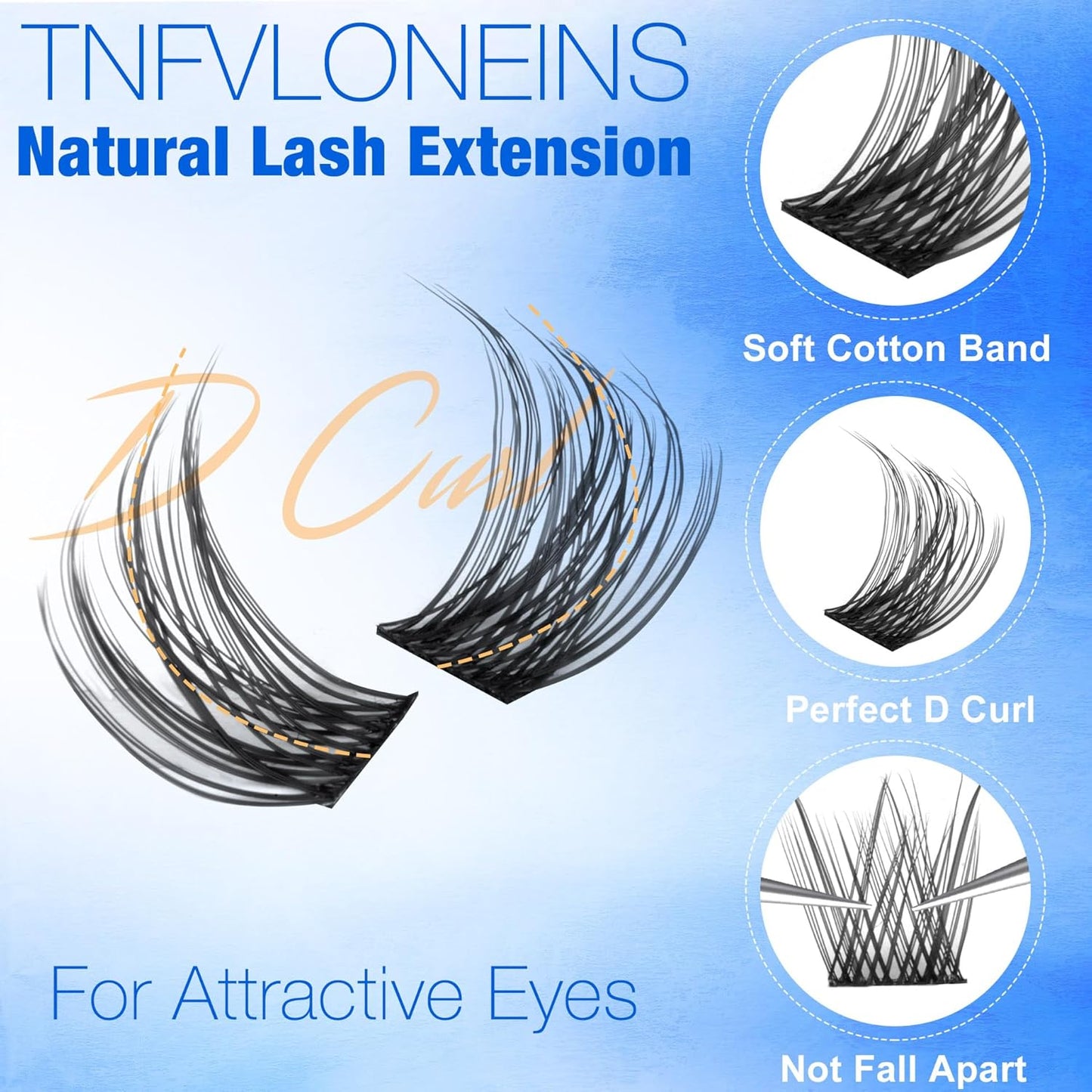 Wispy Lash Extension Kit Natural Lash Clusters Kit D Curl Eyelash Extension Kit DIY Cluster Eyelash Extensions Kit 8-16MM Individual Lashes Clusters with Bond and Seal and Tweezers by TNFVLONEINS