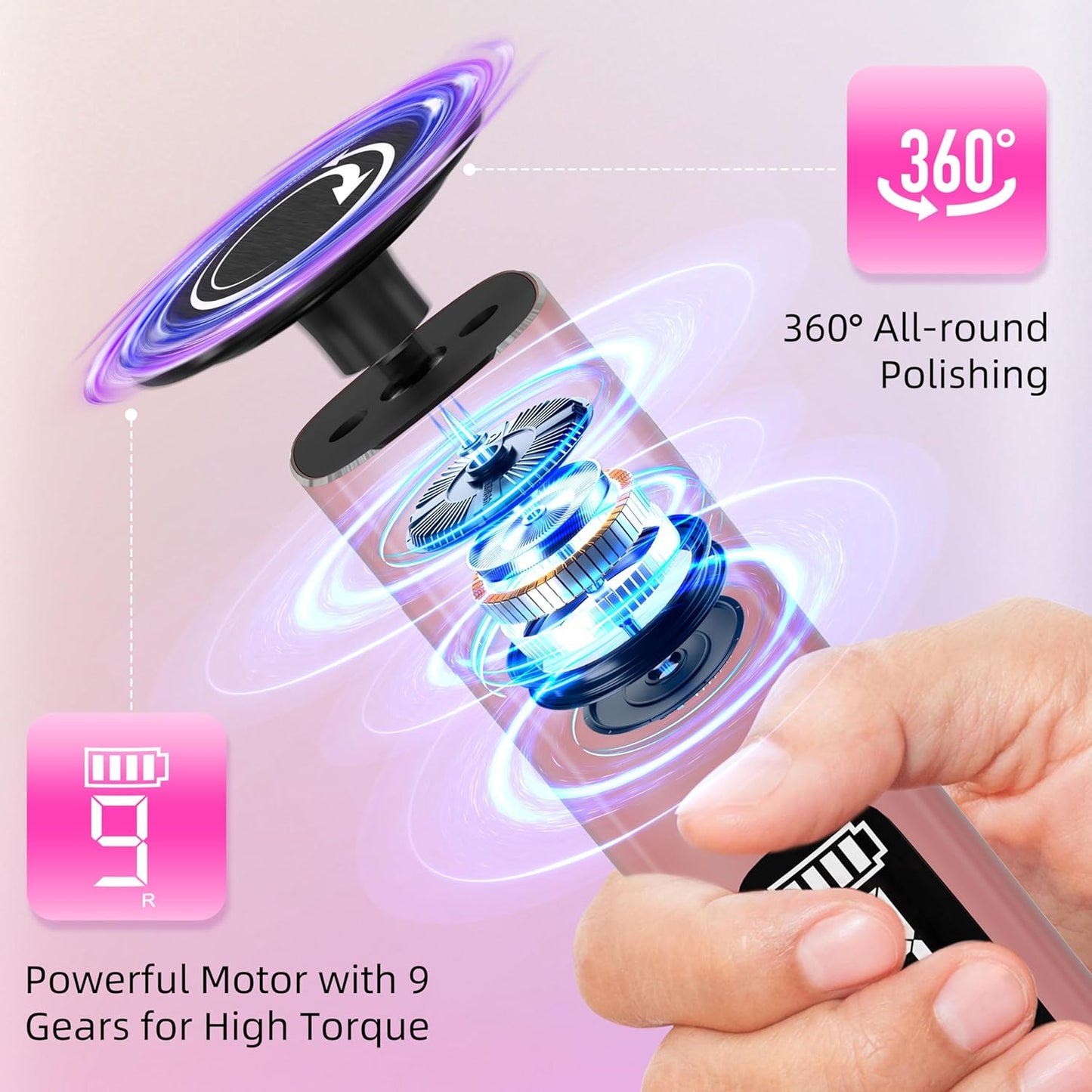 2 in 1 Electric Foot Callus Remover,9 Adjustable Speeds Rechargeable Electric Dead Skin Sander Pedicure Tools with Sandpaper Disk and Nail Drill Bits,Grinding Heads for Women&Men