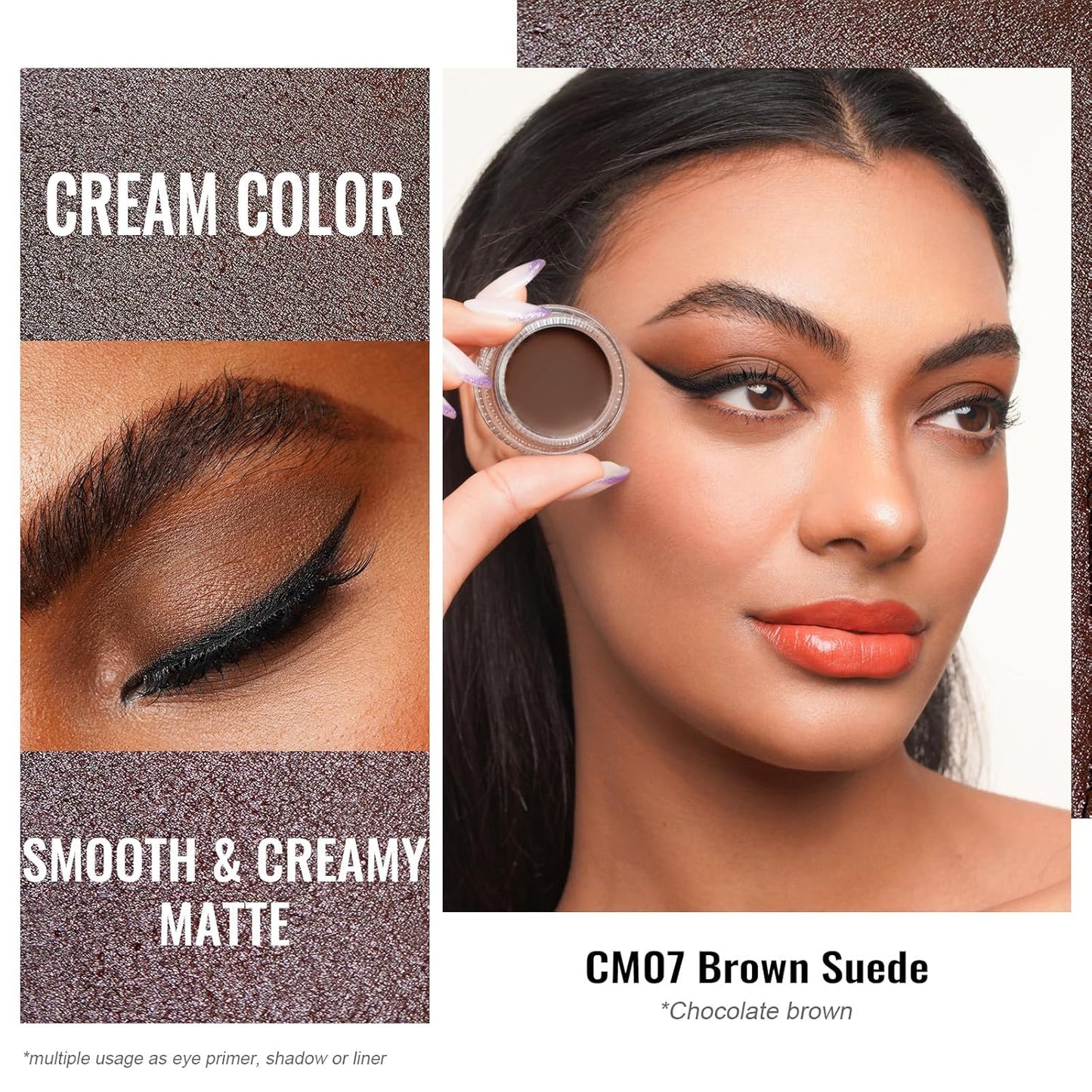 Oulac Matte Eyeshadow 3-in-1 Eyeshadow Eye Primer&Eyeliner Highly Pigmented Waterproof Smudge-proof Long Lasting Wear Smooth&Blendable Formula for Natural Look,Vegan & Cruelty-Free,CM07