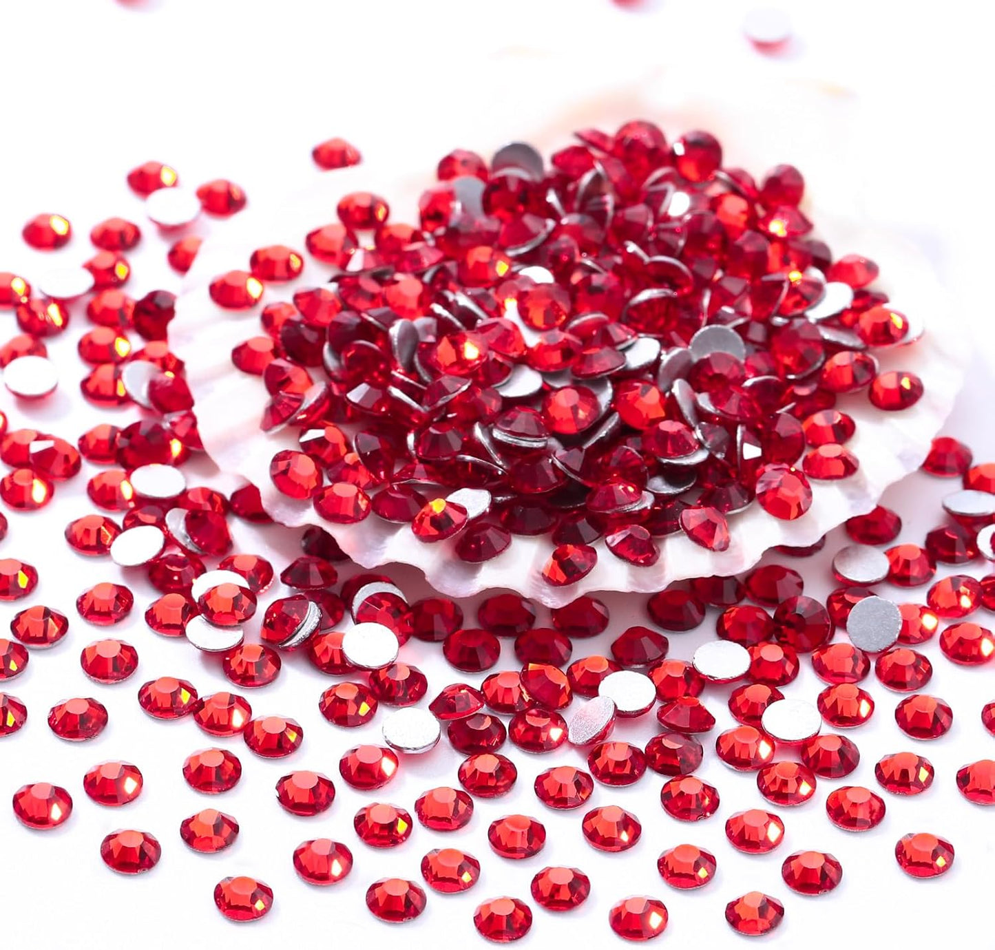 Red Flatback Rhinestones, Glass Rhinestones for Nail Art and Craft, Glue Fix, Loose Crystal Gemstones(Red, SS16, 2880pcs, 3.8-4.0mm)