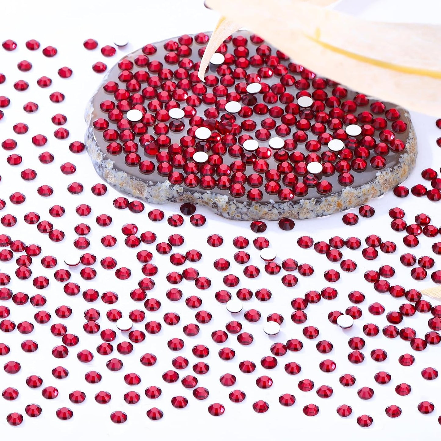 Siam Flatback Rhinestones, Glass Rhinestones for Nail Art and Craft, Glue Fix, Loose Crystal Gemstones(Siam, SS8, 2880pcs, 2.3-2.5mm)