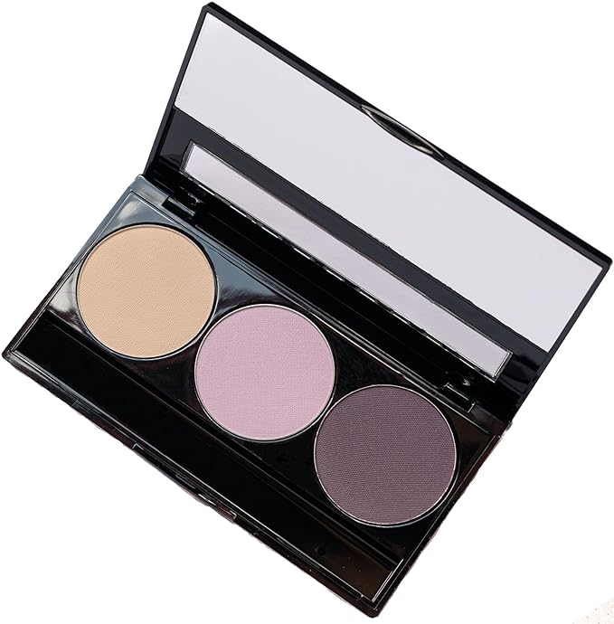 Off White, Matte Light Lavender, and Matte Deep Purple Vegan Eyeshadow Trio Palette; Talc, Paraben & Cruelty Free