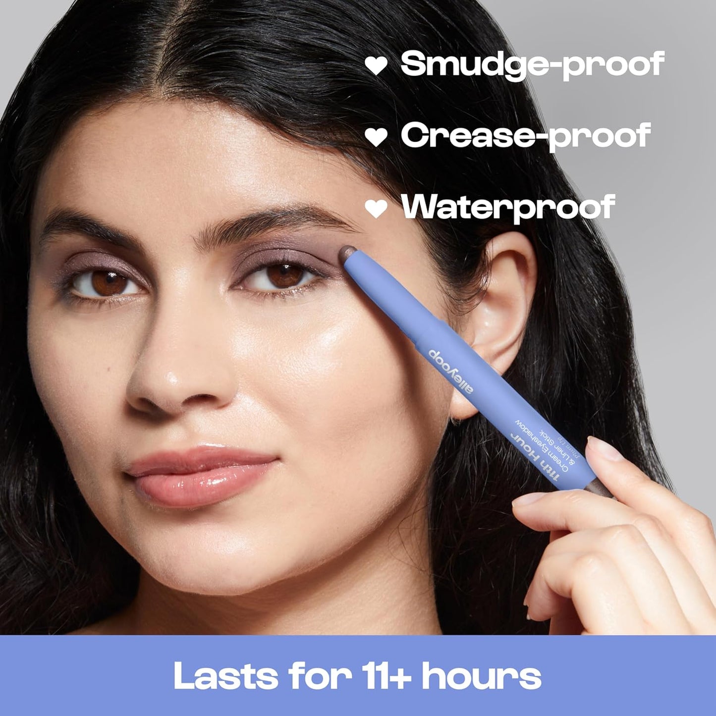 ALLEYOOP 11th Hour Waterproof Cream Eyeshadow Stick – Long-Lasting Eye Shadow Pencil & Eyeliner, Cream to Powder Stick & Highlighter – Smudge-Proof Eyeshadow Shimmer, Plum Up Shimmer